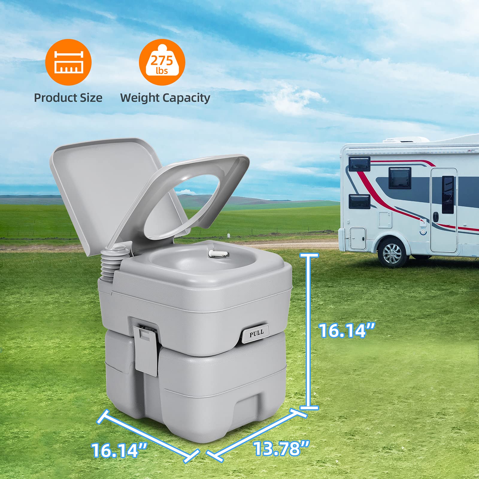 YITAHOME 5.3 Gallon Portable Toilet with Detachable Waste Tank - Lightweight Camping Toilet for RV, Travel, Hiking, Hunting & Boating | Perfect for Outdoor Adventures, Road Trips & Emergency Preparedness