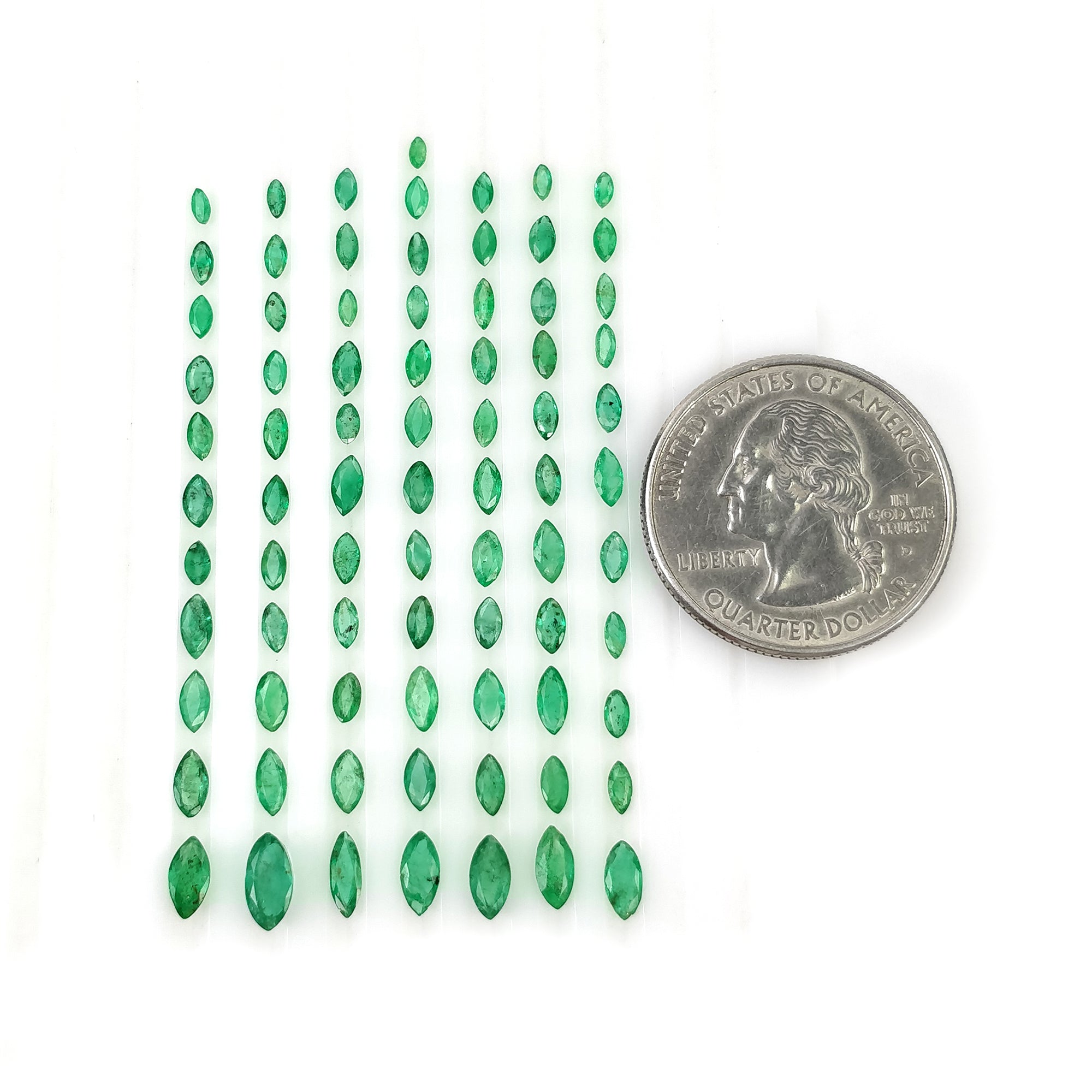 Natural Untreated 7.55ct Green Emerald Gemstone - Marquise Cut (3mm, 7x3.5mm) - 78pcs for Jewelry Making, Engagement Rings & Luxury Gifts