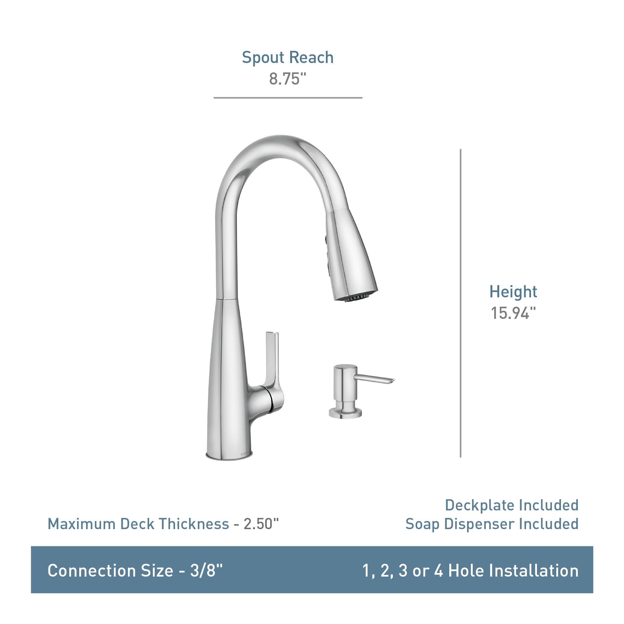 Moen Haelyn Spot Resist Stainless Steel Single-Handle Pull-Down Sprayer Kitchen Faucet with Power Boost Technology for Faster Cleaning | Includes Soap Dispenser | Model 87627SRS | Perfect for Modern Kitchens and Busy Households