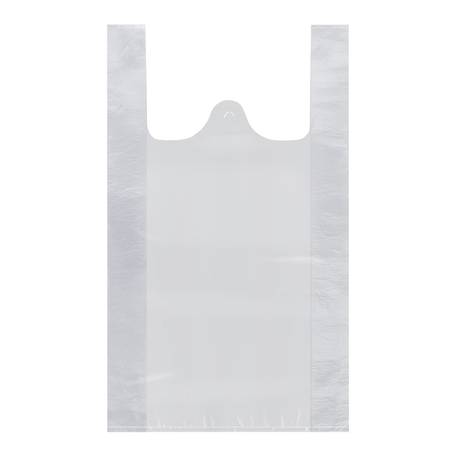 Premium Silver Plastic T-Shirt Bags with Handles - Bulk Pack of 100 (12x20 Inch) - Heavy Duty Retail Shopping Bags for Supermarkets, Restaurants & Grocery Stores - Perfect for Merchandising, Takeout & Customer Packaging