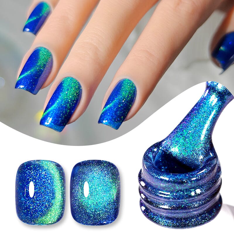 Blue Cat Magnetic Gel Polish MY44 Interstellar 10ml - Long Lasting Cat Eye Nail Polish for Salon & Home Manicure - Perfect for Parties, Weddings & Special Occasions