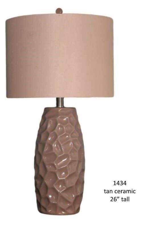 H & H Lamp 1434 - Elegant Tan Ceramic Table Lamp for Living Room, Bedroom & Office - Perfect for Home Decor & Ambient Lighting