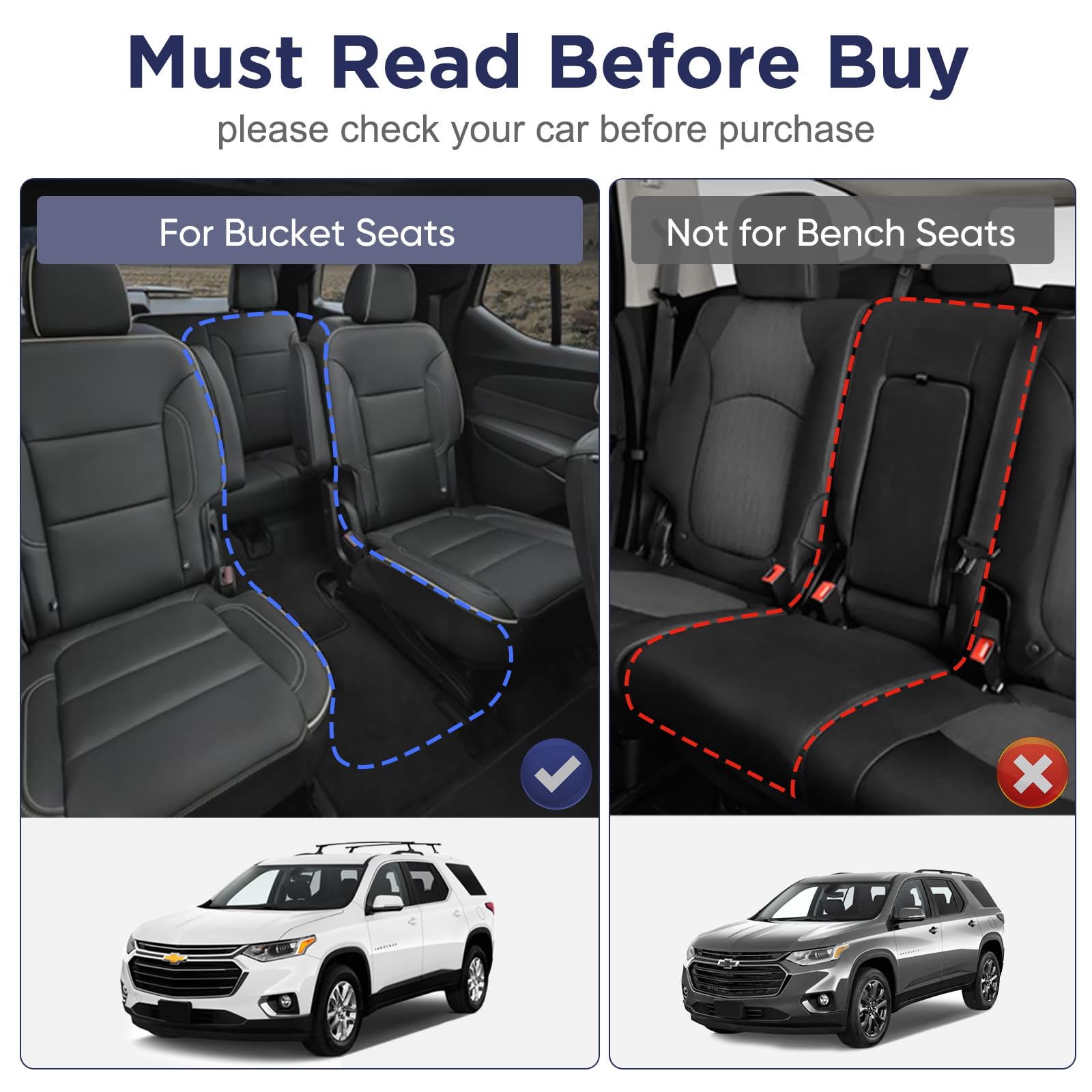 Premium All-Weather Floor Mats & Cargo Liner for 2018-2024 Chevy Traverse (7-Seater) - Heavy Duty Custom Fit Accessories for Bucket Seats - Perfect for Road Trips, Family Vacations & Daily Commute