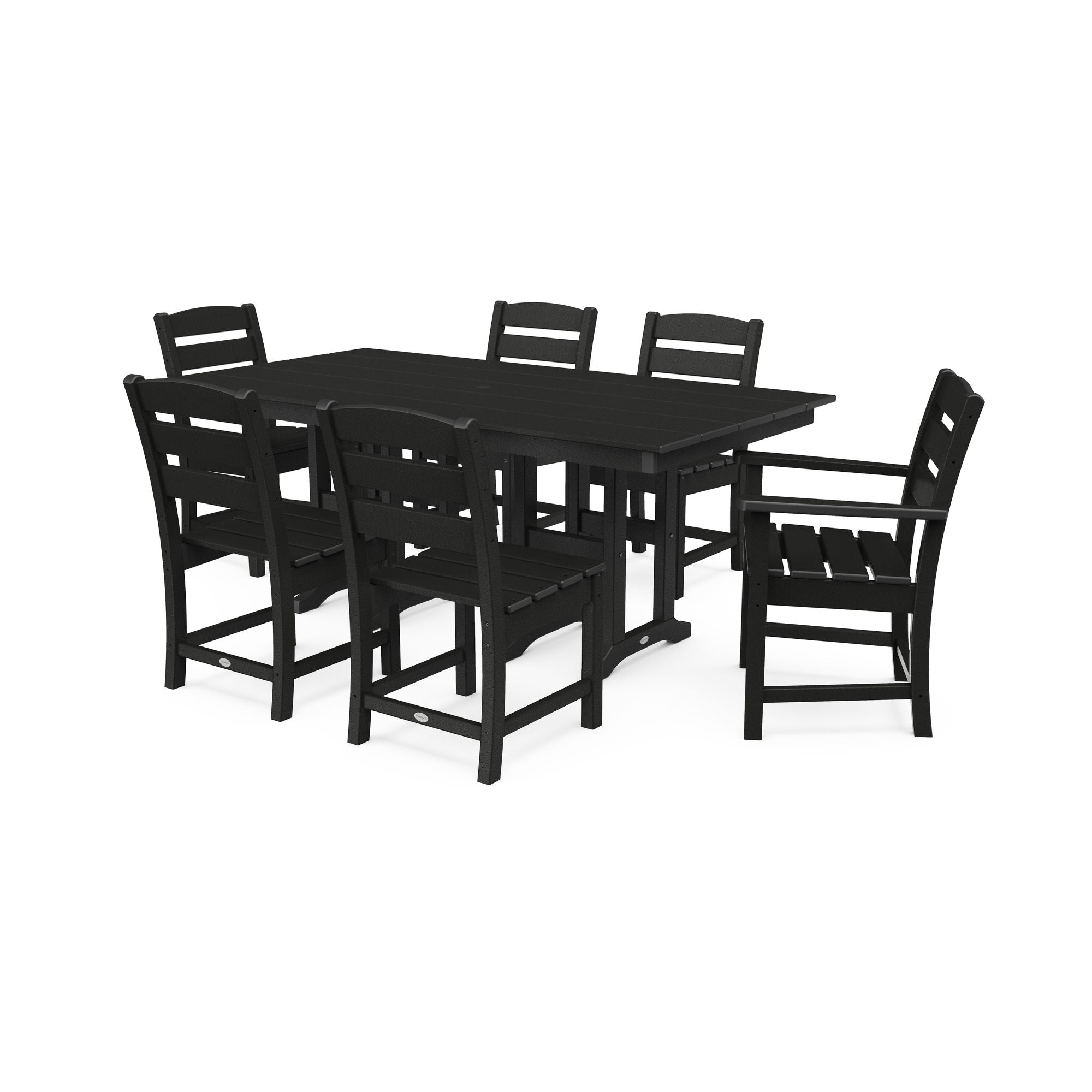 POLYWOOD Lakeside 7-Piece Farmhouse Dining Set - Outdoor Patio Furniture for Backyard, Garden & Poolside - All-Weather Resin Wicker Chairs & Table