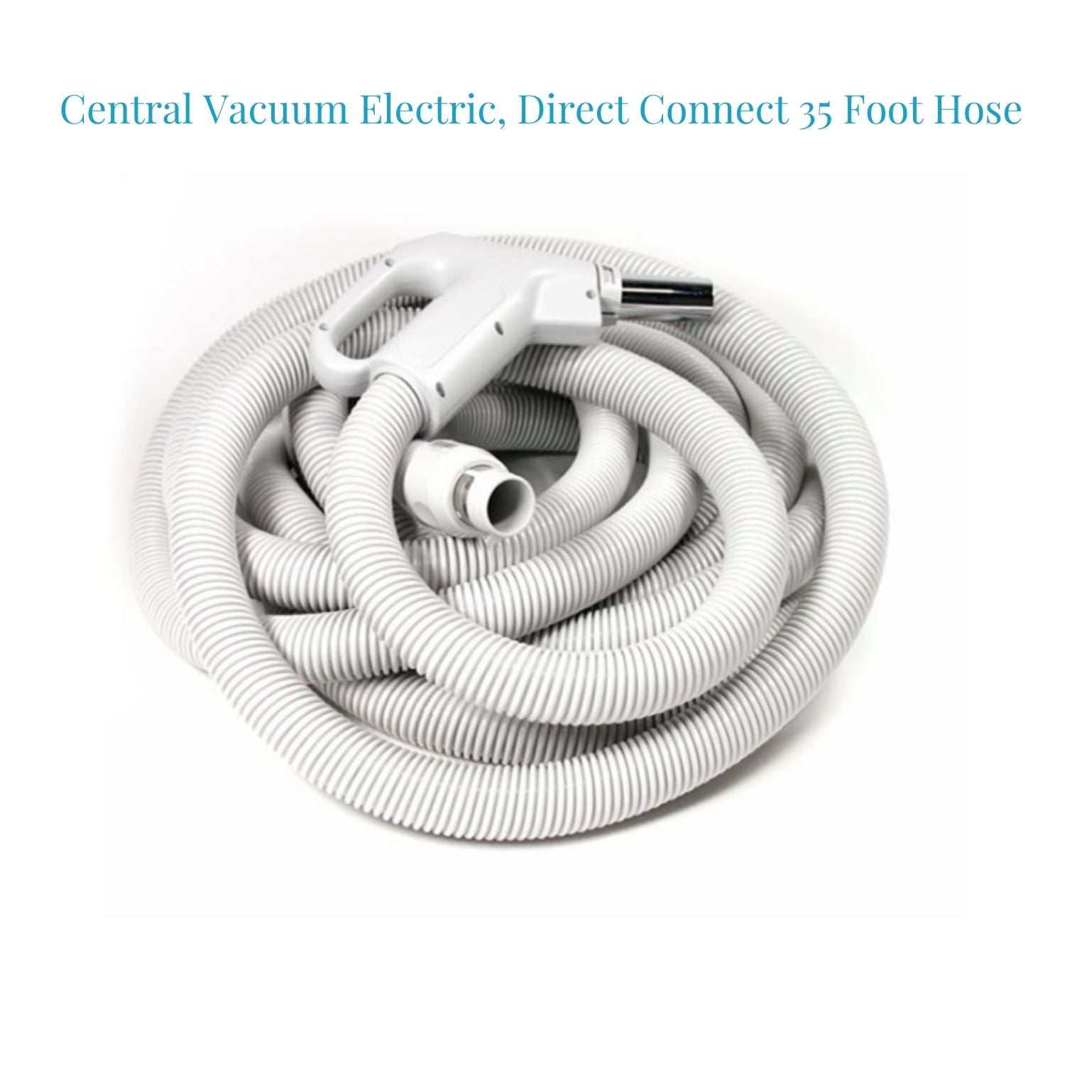 35ft Central Vacuum Electric Hose - Direct Connect for Button Lock & Friction Fit - Ideal for Whole-House Cleaning Systems
