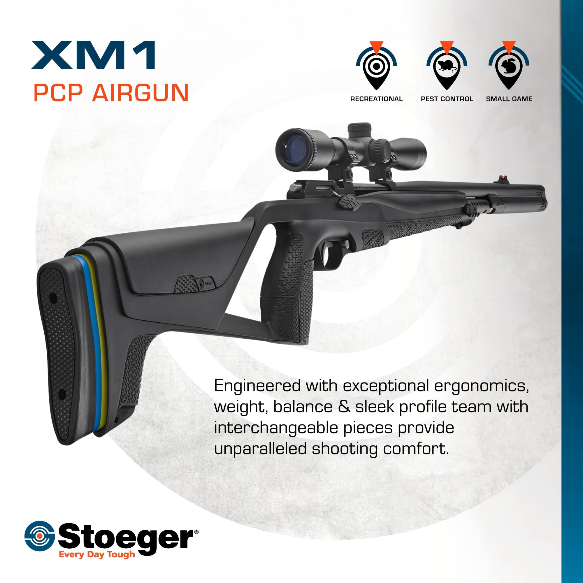 Stoeger XM1 PCP Air Rifle .177 Caliber with 4x32 Scope - Black Synthetic Stock & Fiber Optic Sights for Hunting, Target Shooting & Pest Control