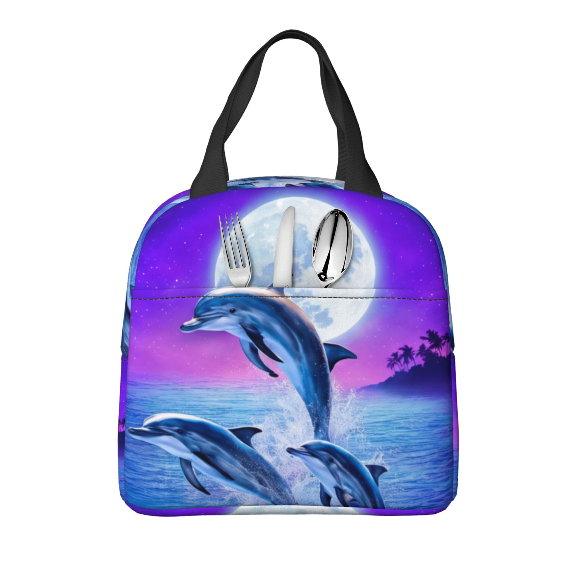 Insulated Dolphin Lunch Box for Kids - Reusable Lunch Bags for Boys & Girls, Perfect for School, Camping, Hiking, Picnic, Beach & Travel - Keep Food Fresh for Outdoor Adventures & Daily Use