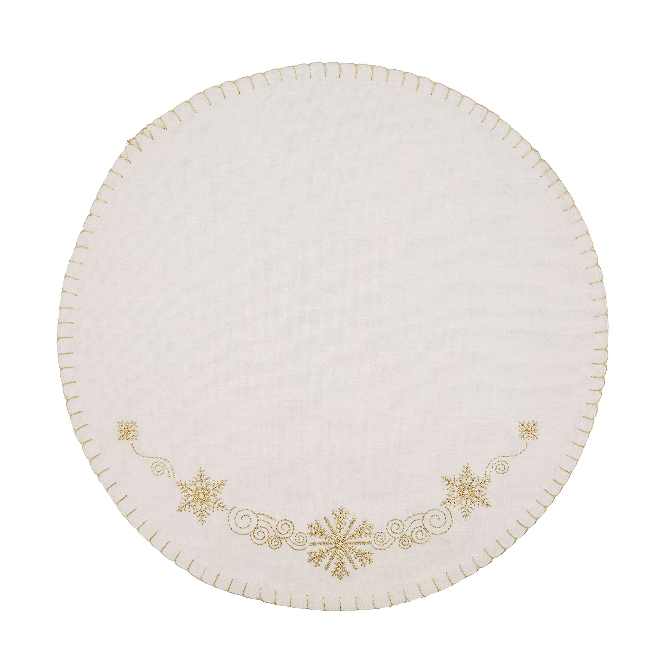 Embroidered Snowflakes Placemats Set of 4 - Holiday Table Decor for Christmas Dinner, Winter Party & Seasonal Home Decor