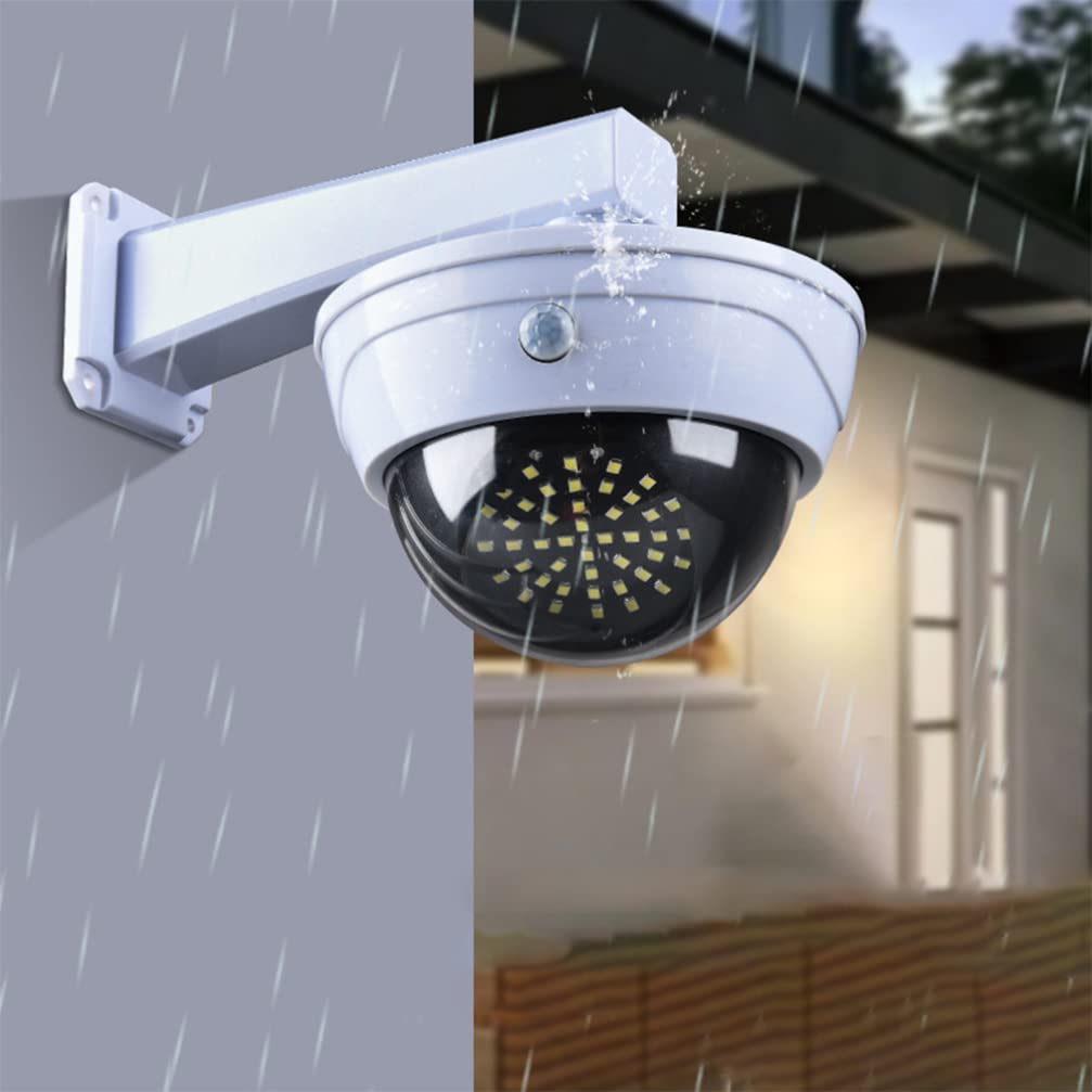 OSALADI Fake Security Camera with LED Lights - Dummy Surveillance Camera, Anti-Theft Warning Light, Motion Sensor, Outdoor Plastic Charging Light - Perfect for Home Security & Business Protection