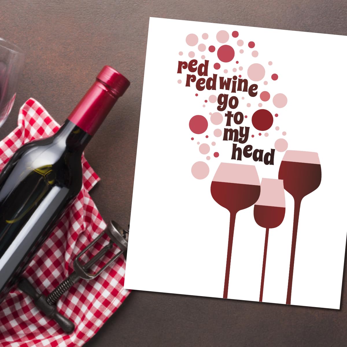 Red Red Wine Song Lyrics Wall Art Print - Modern Home Decor for Living Room, Bedroom & Office