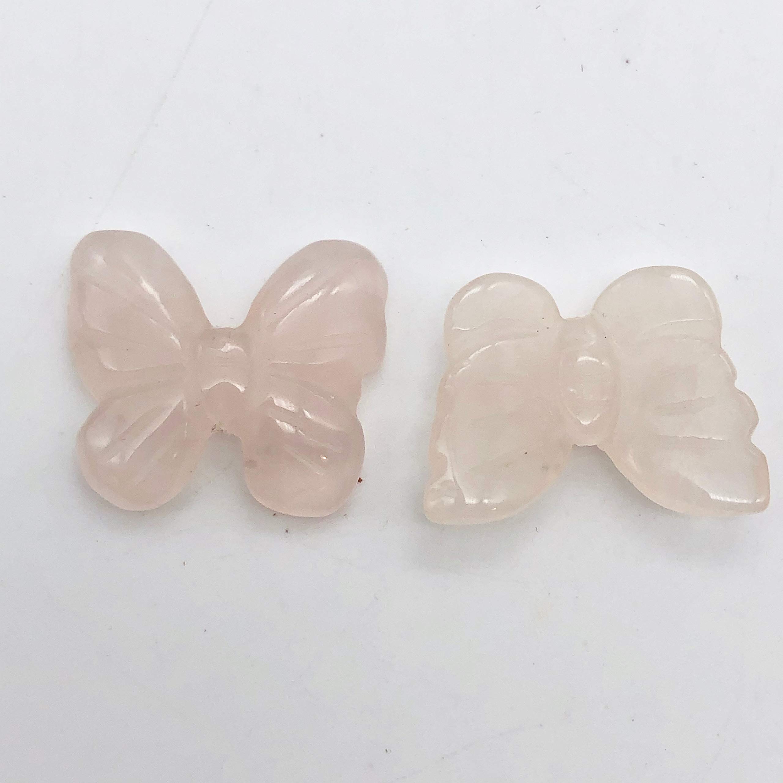 Flutter 2 Carved Rose Quartz Butterfly Beads for Jewelry Making - DIY Bracelets, Necklaces & Craft Projects - Healing Crystal Beads for Spiritual Gifts & Boho Style Accessories