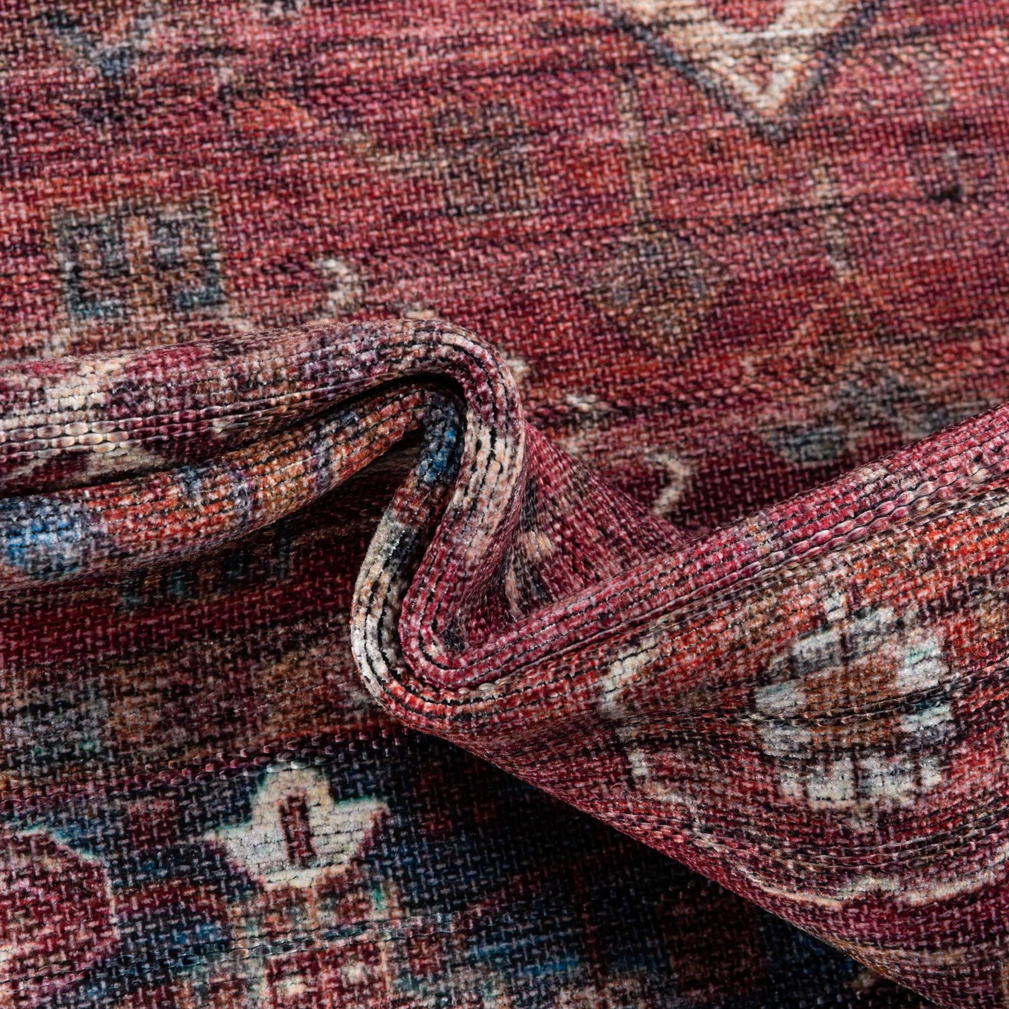 Washable 9' x 12' Rust Red Low-Pile Rug - Maahru Collection by Rugs.com | Durable & Easy-Clean Living Room Carpet for Large Spaces, Dining Areas & Open Floor Plans | Perfect for High-Traffic Areas, Pet-Friendly Homes & Modern Decor