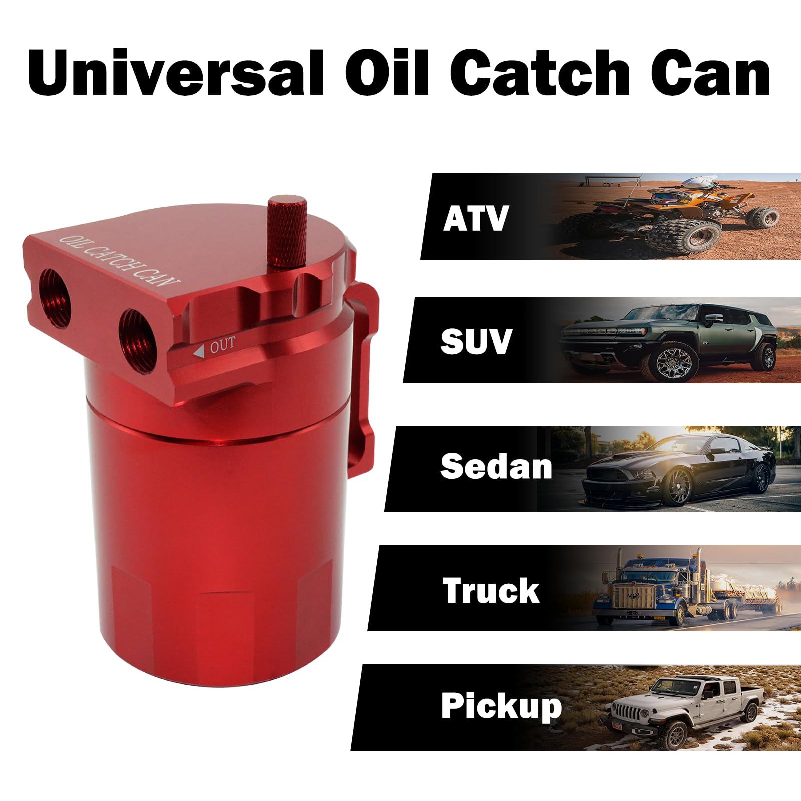 Universal Aluminum Oil Catch Can with Baffle - 300ml Oil Separator & Reservoir Tank for Engine Protection - Perfect for Performance Cars, Trucks & Off-Road Vehicles