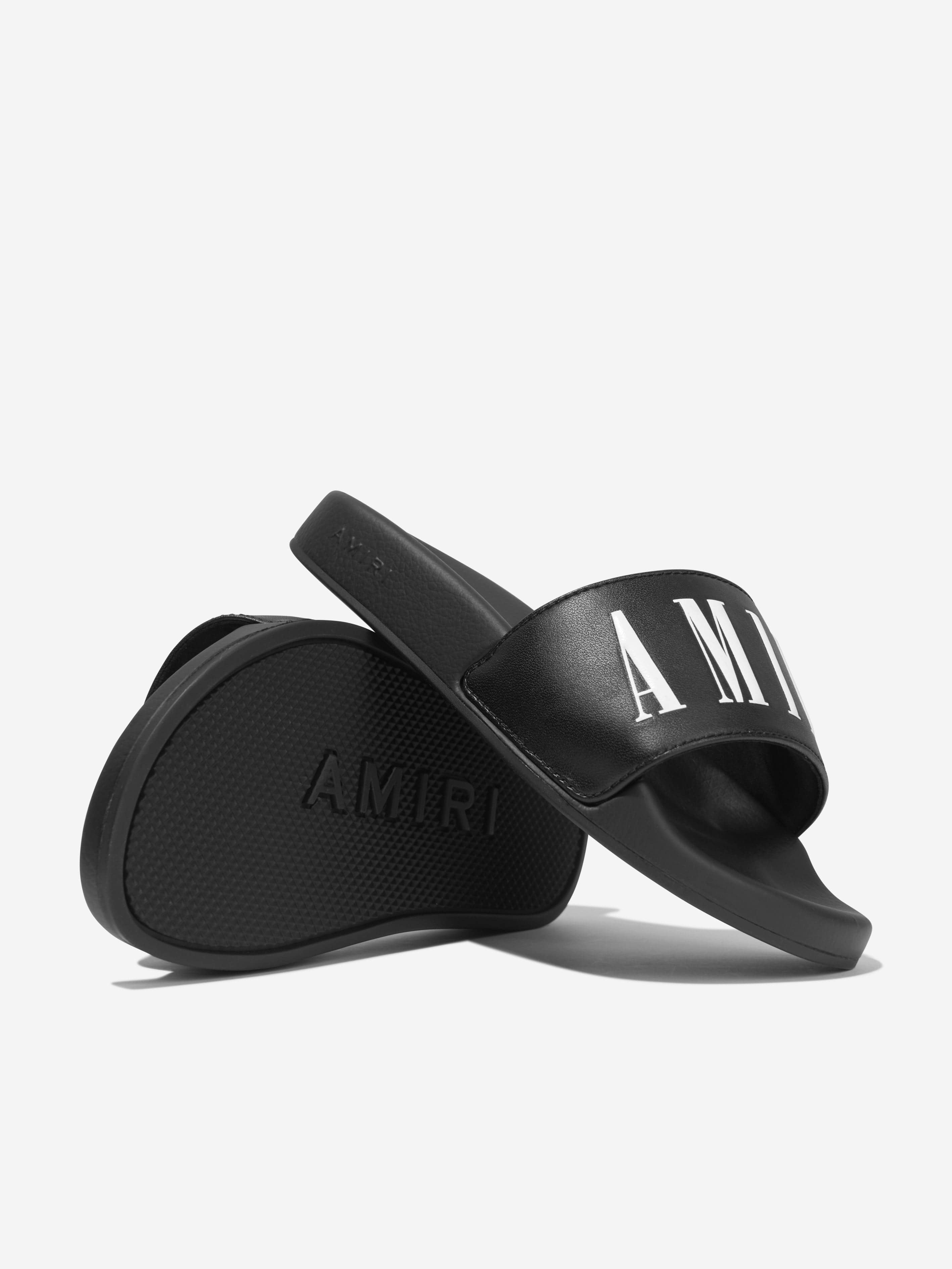 Amiri Kids Logo Sliders in Black - Comfortable Slide Sandals for Boys & Girls, Perfect for Beach, Pool, and Summer Outfits