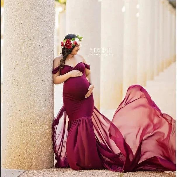Ruffle One Shoulder Maternity Dress - 100% Pure Cotton, Solid Color Summer Photoshoot Dress for Pregnancy Photos, Baby Shower & Beach Maternity Wear