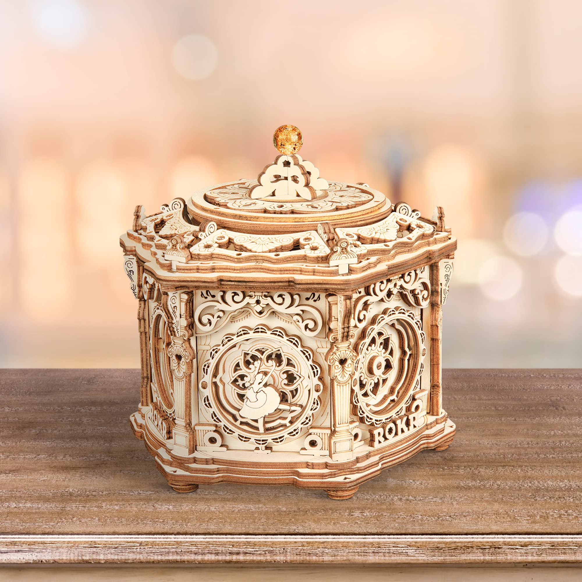 ROKR 3D Wooden Puzzle for Adults - DIY Mechanical Music Box Kit with Rotating Secret Garden Design, Perfect Model Building Gift for Teens & Adults Ages 14+ | Great for Home Decor, Relaxation & Creative Hobbies