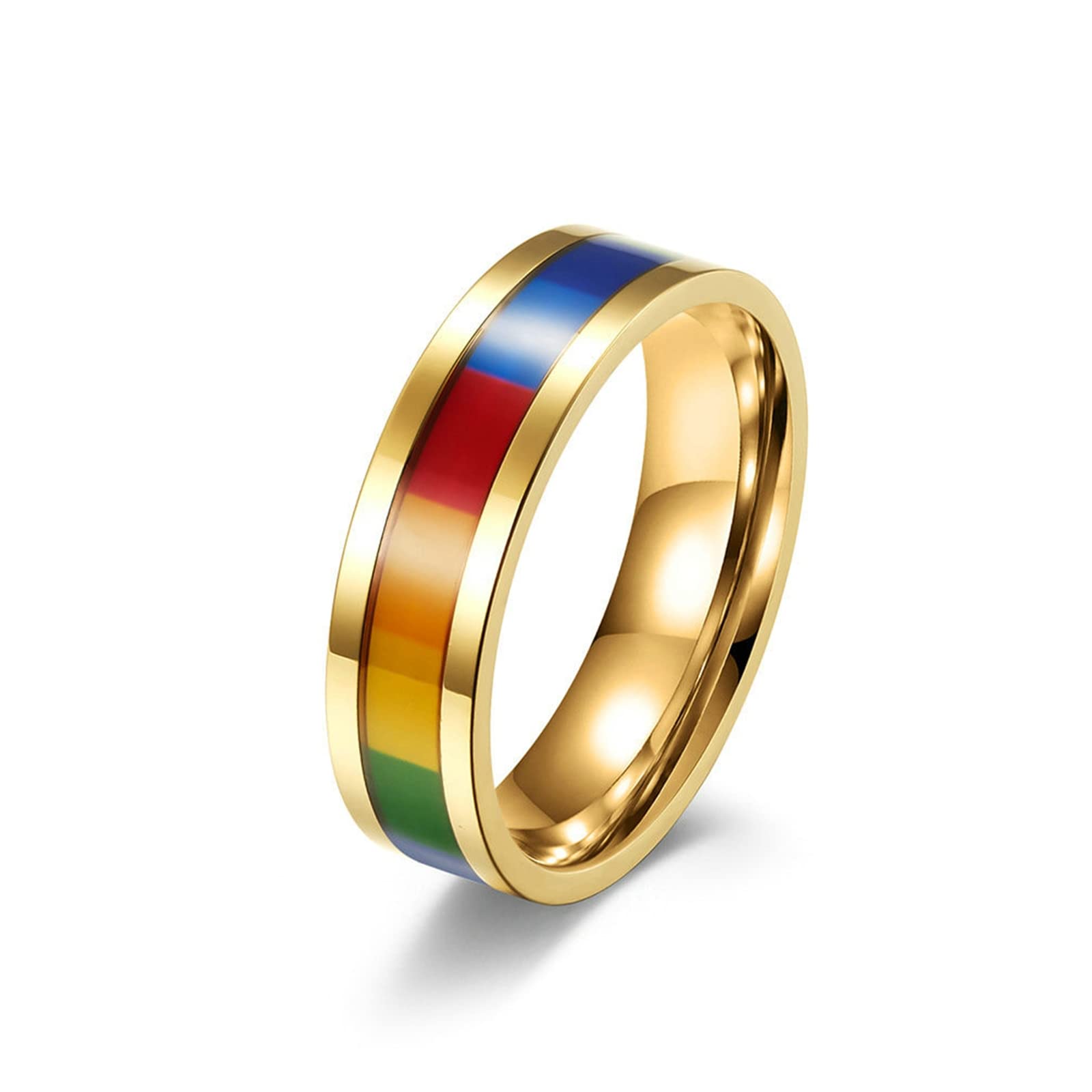 Bishilin Men's Wedding Ring - Silver Black Gold Stainless Steel 6MM for Anniversary & LGBT Couples - Durable & Stylish for Daily Wear