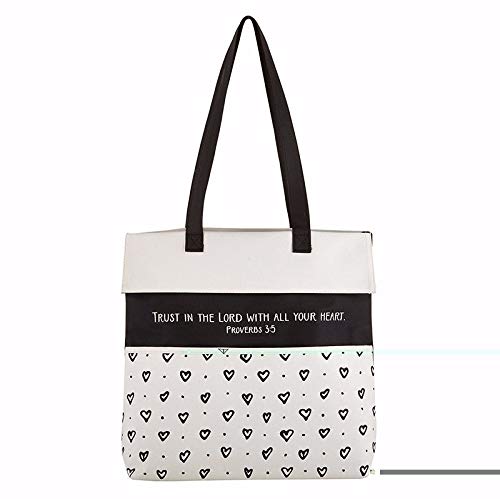 Trust in The Lord Proverbs 3:5 Canvas Tote Bag - 13.5 x 14 Inches with 3.5 Inch Gusset - Pack of 2 Multicolored - Perfect for Church, Bible Study, and Everyday Christian Lifestyle