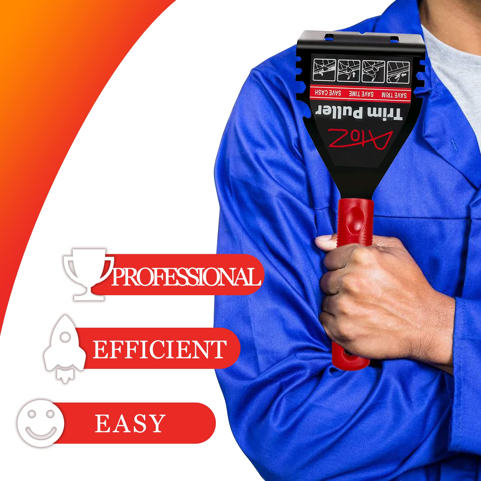 Heavy Duty Trim Puller Tool - Baseboard & Molding Removal, Pry Bar Nail Puller for Flooring, Commercial Work | Perfect for Home Renovation, DIY Projects & Professional Contractors