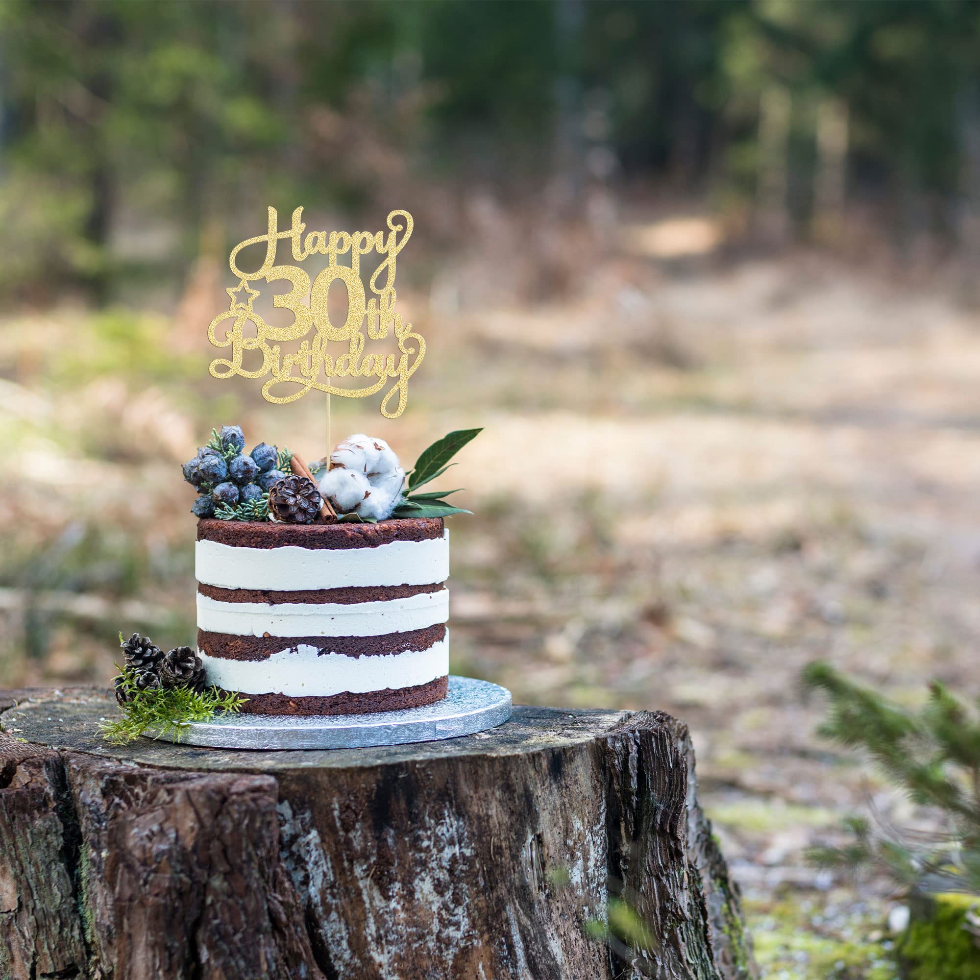 30th Birthday Cake Topper - Gold Glitter '30 & Fabulous' Cake Decorations for 30th Birthday Party | Cheers to 30 Years Anniversary Celebration | Perfect for Cakes, Cupcakes & Dessert Tables