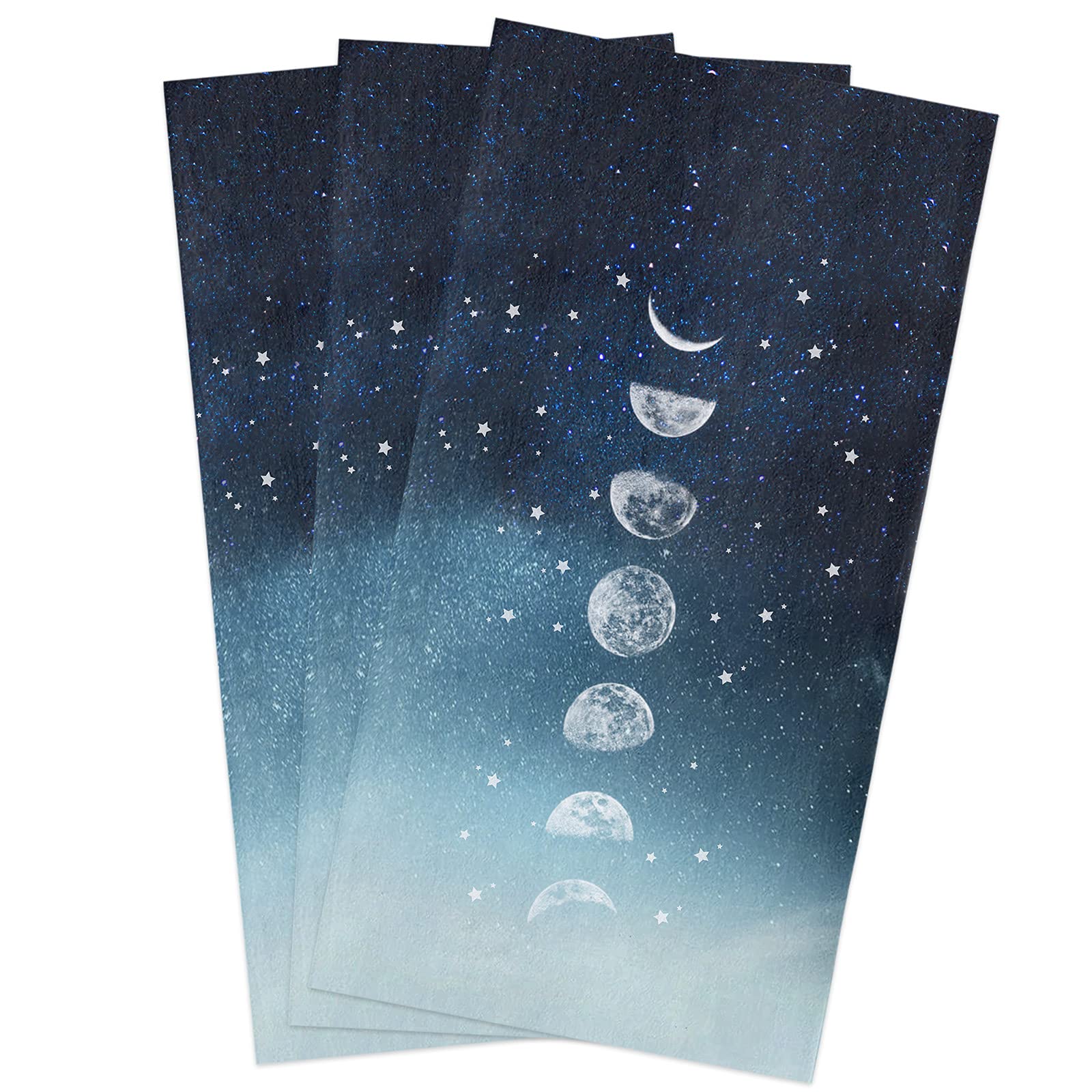 Zadaling Ombre Sky Star Moon Phase Cotton Kitchen Towels - 16x28 Inches, Soft Dish Cloths, Tea Towels & Hand Towels (3-Pack) - Perfect for Kitchen, Bar, and Home Decor