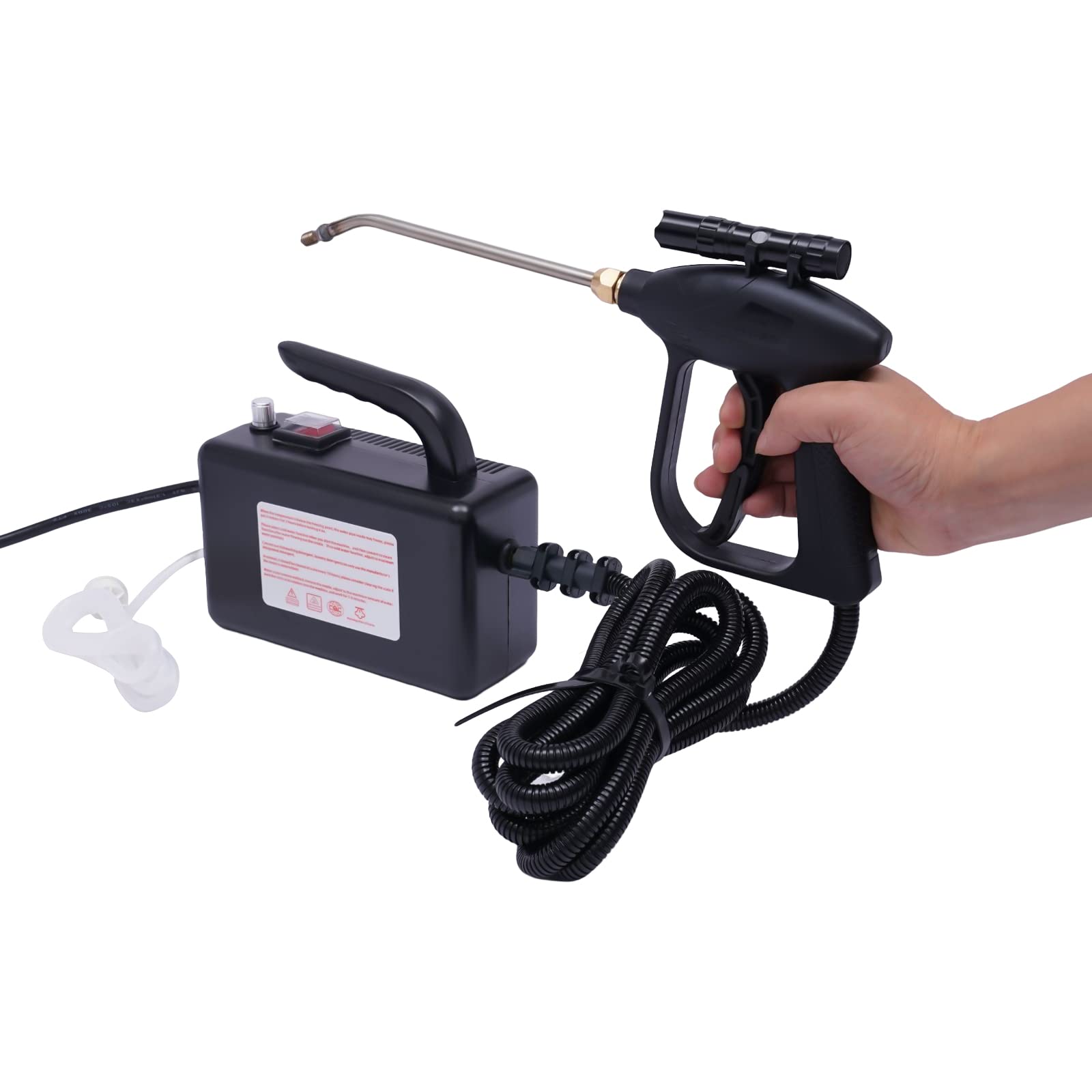 Upthehill 1600W High-Pressure Steam Cleaner - Handheld Multi-Purpose Steam Cleaning Machine for Floors, Countertops, Windows & Cars | Powerful Portable Steam Tool for Deep Cleaning Kitchens, Bathrooms, Garages & Outdoor Surfaces (Black)
