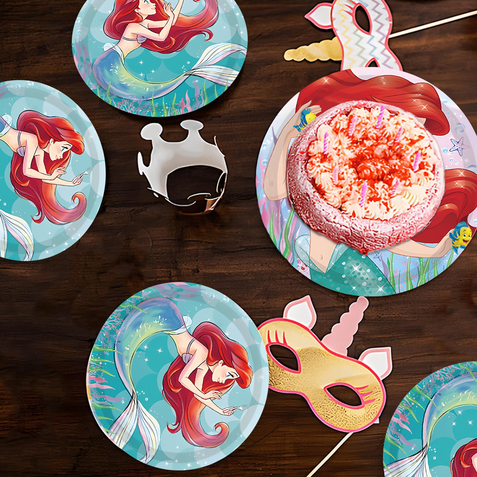 **Ariel The Little Mermaid Birthday Party Decorations Set of 81 - Includes Tableware, Backdrops & Party Supplies for 20 Guests - Perfect for Girls' Birthday Celebrations, Themed Parties & Disney Princess Events**