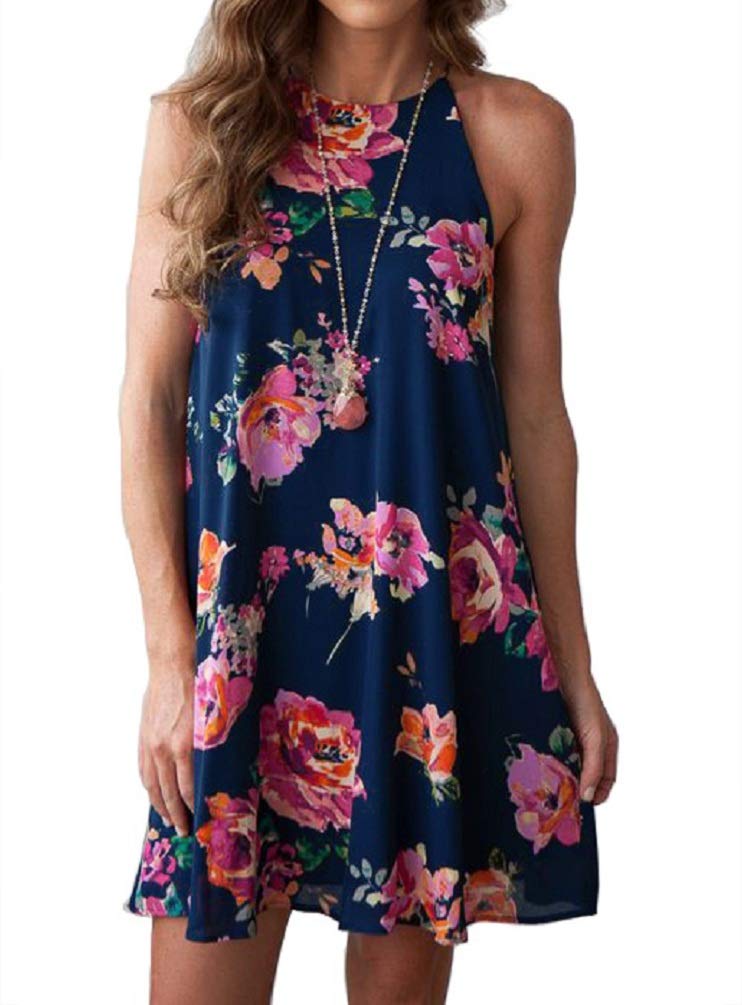 Feiersi Women's Floral Summer Sundress - Sleeveless Casual Beach Dress with Loose Tank Top | Perfect for Vacations, Pool Parties & Outdoor Activities