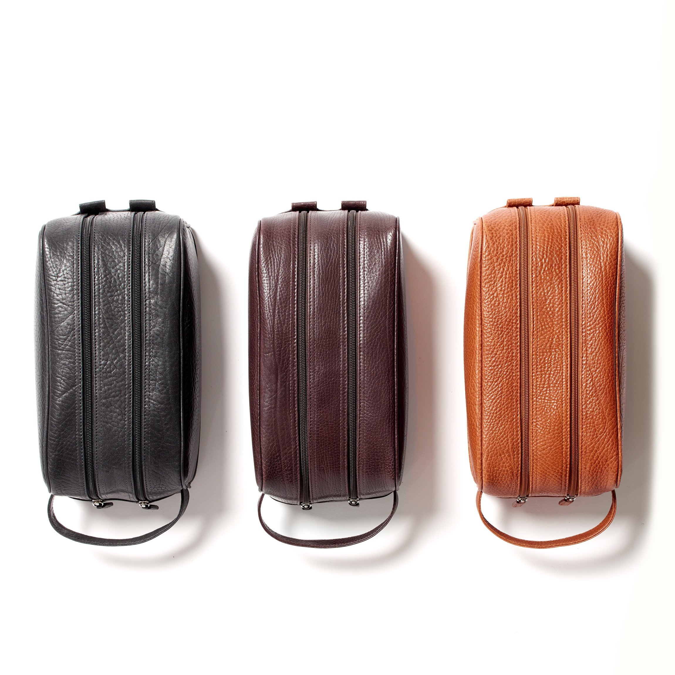 Premium Leather Small Double Zip Toiletry Bag for Travel & Gym - Compact Cosmetic Organizer for Men & Women - Perfect for Toiletries, Makeup, Jewelry & Essentials