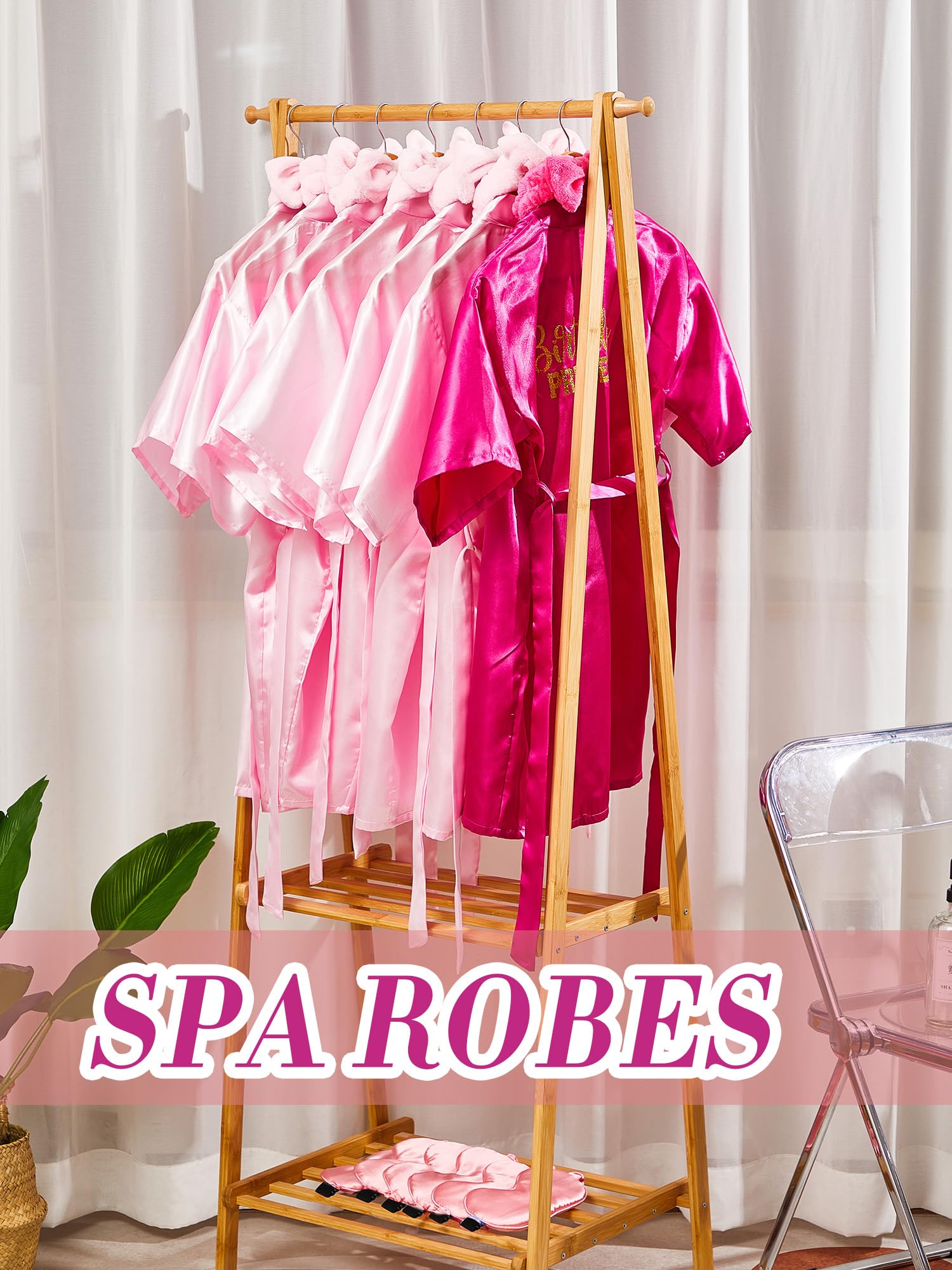 Bokon 40-Piece Girls Spa Party Kit - 10 Princess Robes, 10 Tote Bags, 10 Headbands & 10 Spa Masks for Birthday Celebrations & Sleepover Parties