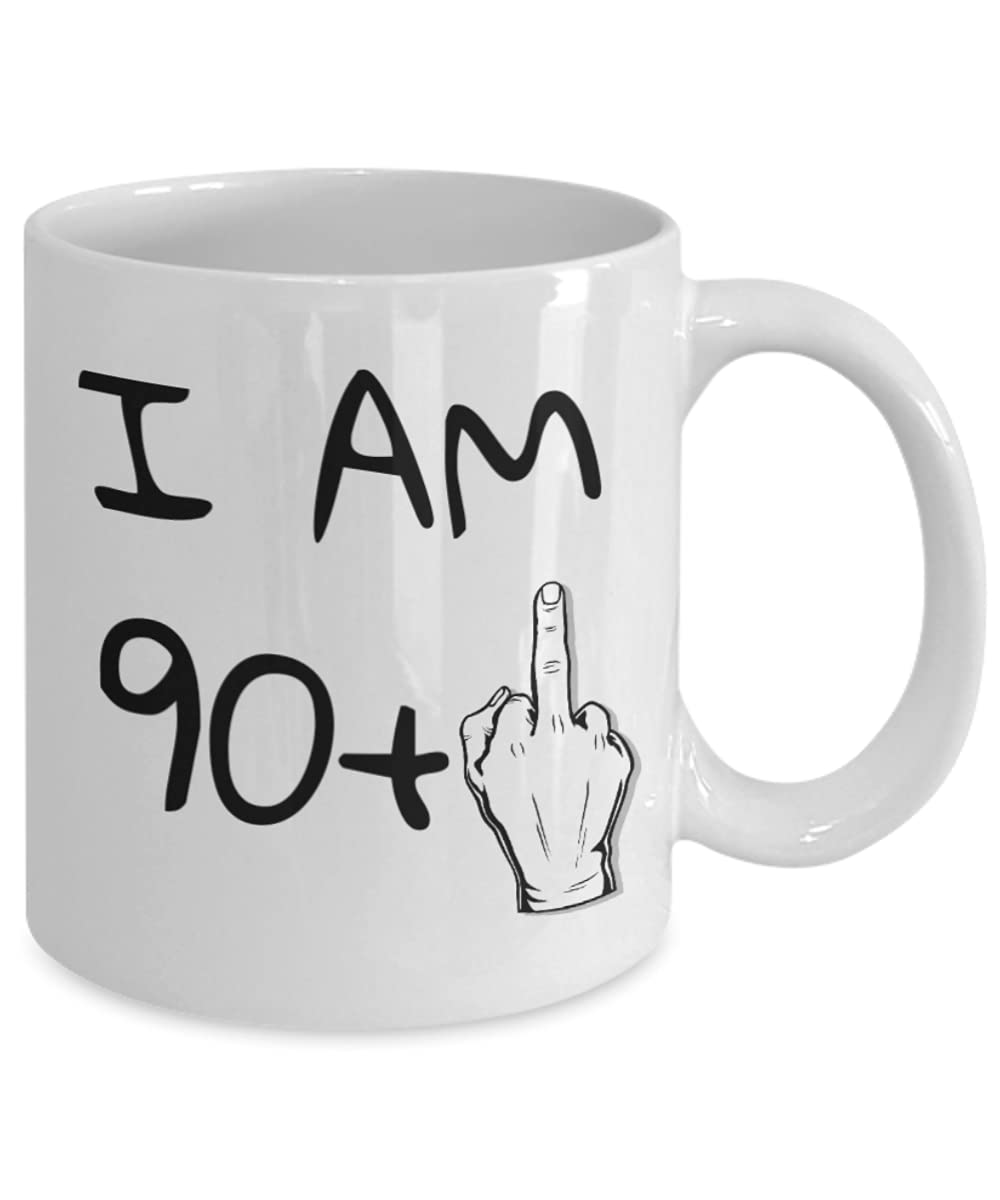 ZapBest 91st Birthday Coffee Mug - 90+1 Years Old Gift for Grandma & Grandpa - 11 Oz White Porcelain Funny Quote Mug - Perfect for Birthday Celebrations & Daily Coffee Moments