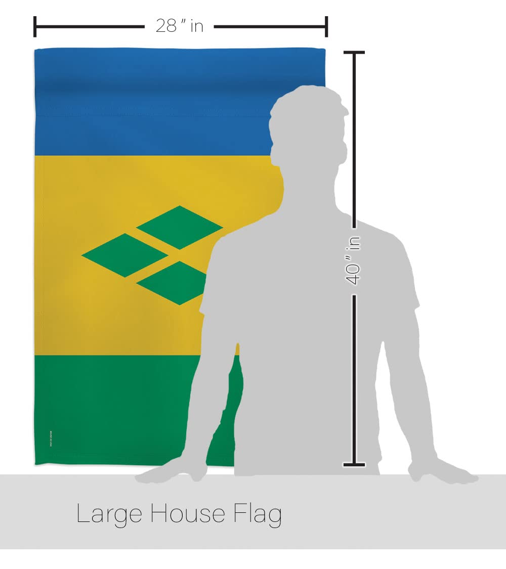 Saint Vincent Flag 28x40in - Decorative House Flag Set with Pole for Outdoor & Indoor Decor