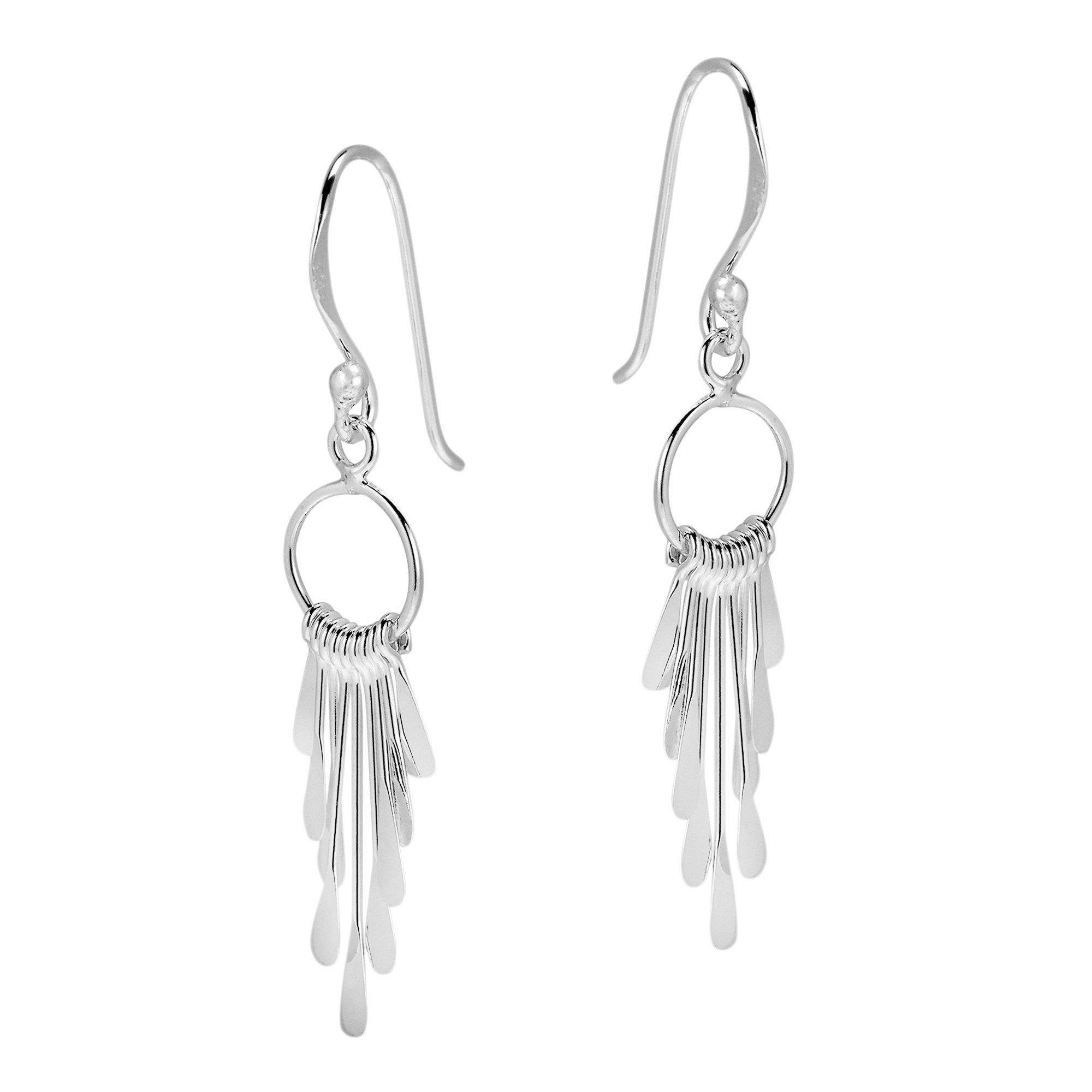 Sterling Silver Dangle Earrings .925 - Cascading Rods Chandelier Style for Women | Elegant Party, Wedding & Evening Wear Jewelry