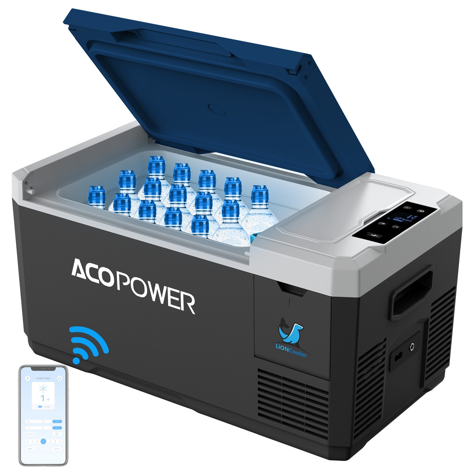 ACOPOWER LiONCooler Mini Solar Powered Car Fridge Freezer - 19 Quart Portable Cooler for Camping, Road Trips & Outdoor Adventures