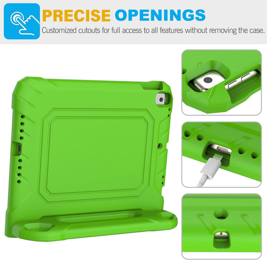 SUPLIK Shockproof Kids iPad Case for iPad 5th/6th Gen (9.7 inch 2017/2018), iPad Air 1/2 & Pro 9.7 - Durable Protective Cover with Handle Stand & Screen Protector - Green - Perfect for School, Travel & Home Use
