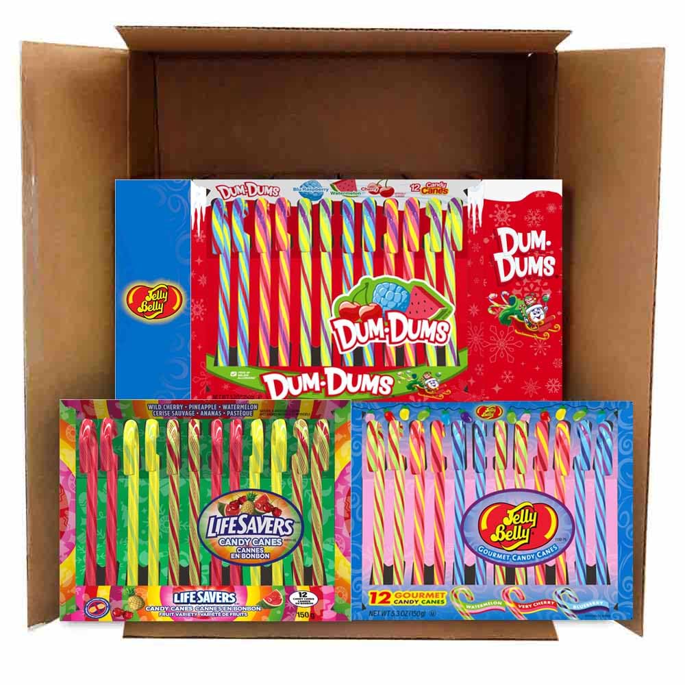 Best Candy Cane Mixed Pack - Lifesavers, Dum Dums, Jelly Belly - 144 Count Holiday Candy Assortment for Christmas Stocking Stuffers, Party Favors & Office Treats