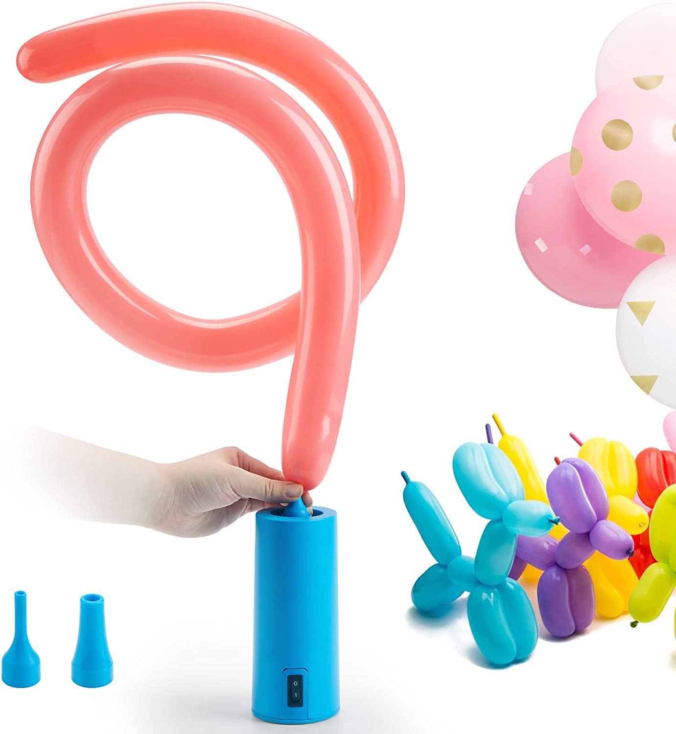 Portable Electric Air Pump - Fast Inflator for Party Balloons, Animal Twisty Balloons & Foil Balloons | Great for Birthday Parties, Baby Showers & Events (Sky Blue)