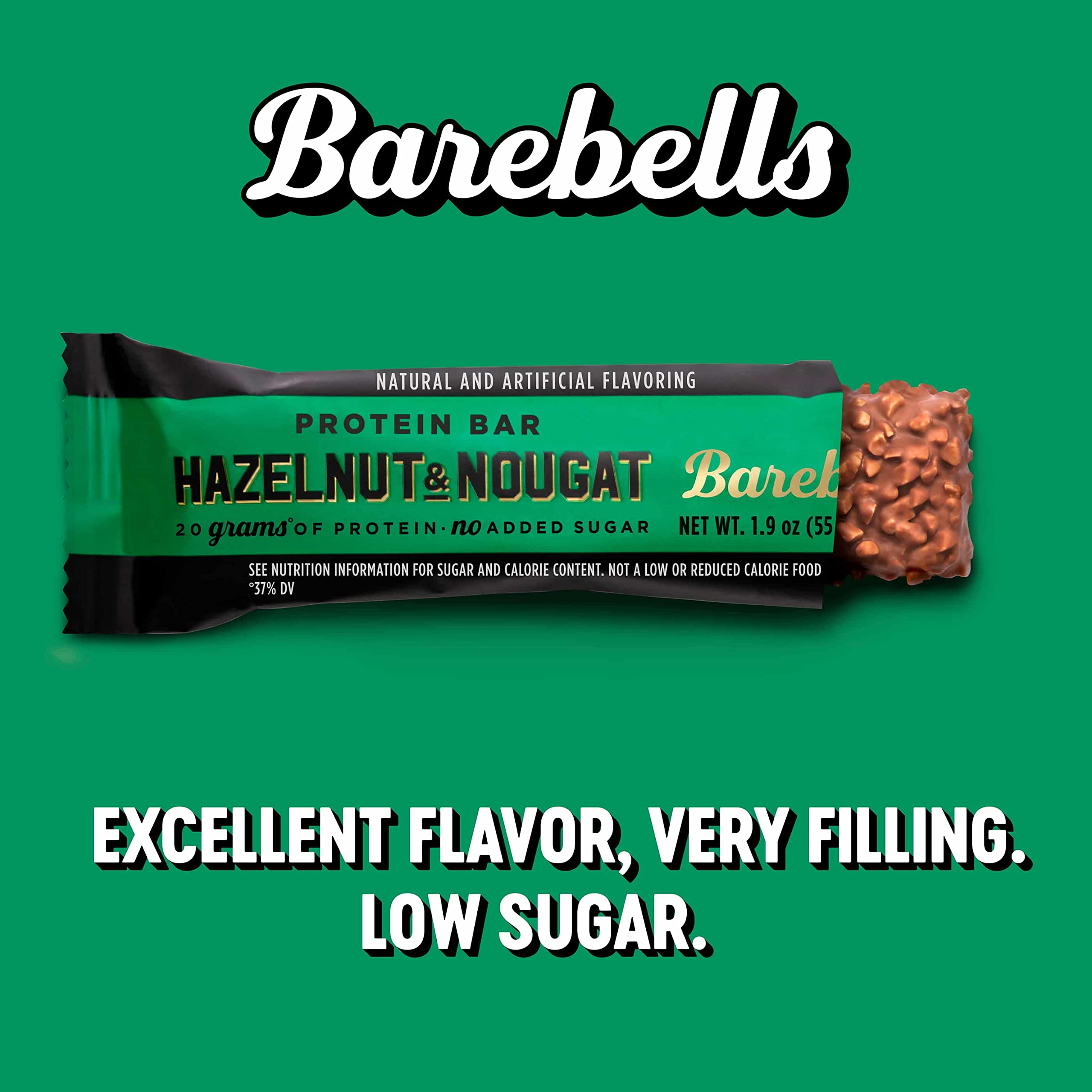 Barebells Protein Bars Hazelnut & Nougat - 12 Count, Pack of 2 - High Protein Snack with 20g Protein, 1g Sugar - Low Sugar Chocolate Protein Bar for Workout Recovery, Post-Gym Snack & Healthy Breakfast On-The-Go
