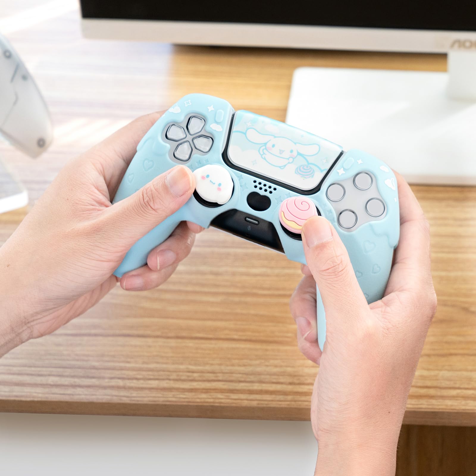 PS5 Controller Cover Skin Case - Anti-Slip Silicone Protective Cover with 2 Thumb Grip Caps & 1 Sticker - Cute Cartoon Design for PS5 Wireless Controller - Perfect for Gaming, Travel Protection and Gift Giving
