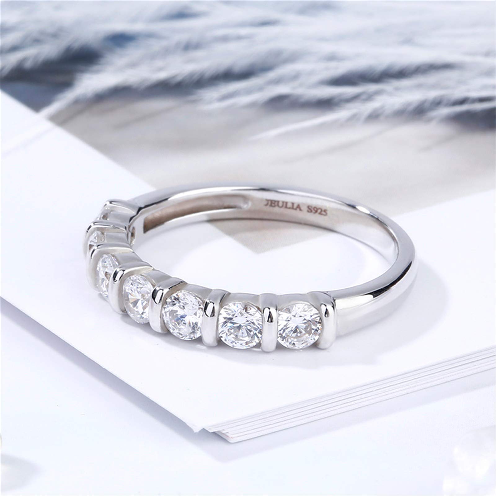 Jeulia Sterling Silver Women's Wedding Band Ring - Round Cut Bar Setting Eternity Promise Ring for Engagement, Anniversary & Bridal Jewelry - Perfect for Proposals, Vow Renewals & Special Occasions - Includes Jewelry Gift Box