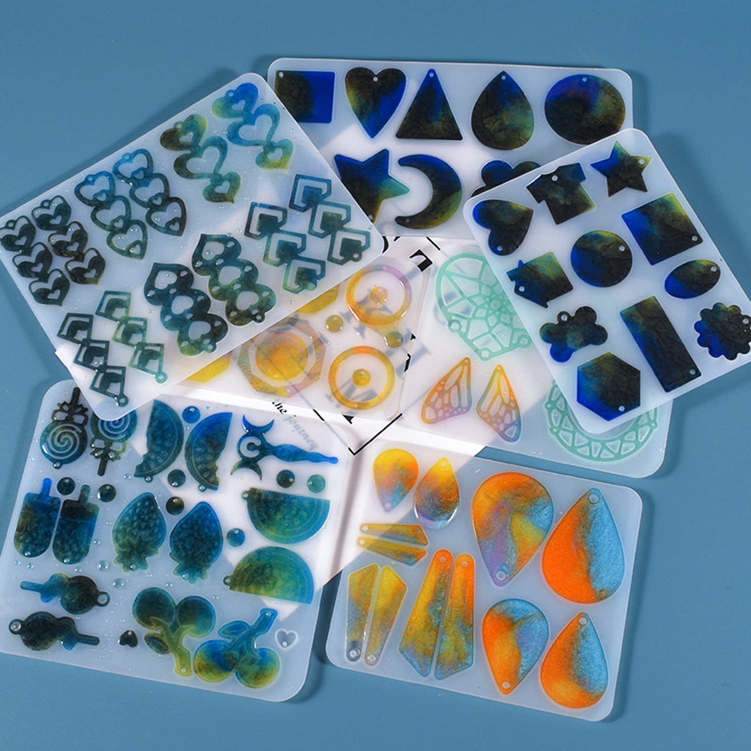 3 Pack Resin Earring Molds with Hooks & Jump Rings - DIY Silicone Jewelry Molds for Epoxy Casting, Pendants & Keychains - Perfect for Handmade Earrings, Gifts & Craft Projects