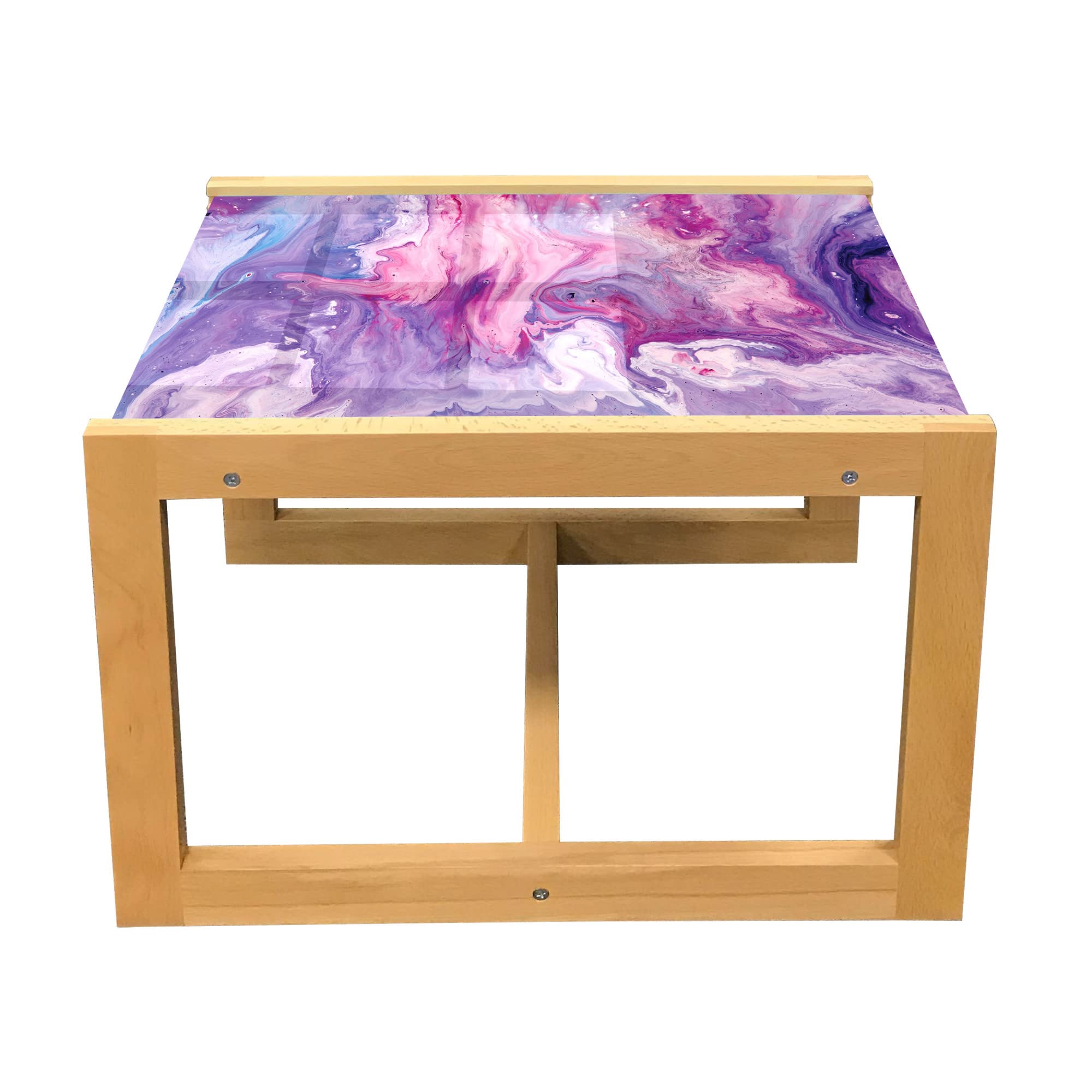 Ambesonne Marble Coffee Table - Abstract Melting Paint Design with Soft Pink & Violet Colors, Acrylic Glass Top & Wooden Frame - Perfect for Offices, Dorms & Small Living Spaces - Modern Home Decor Center Table for Living Room, Bedroom or Studio