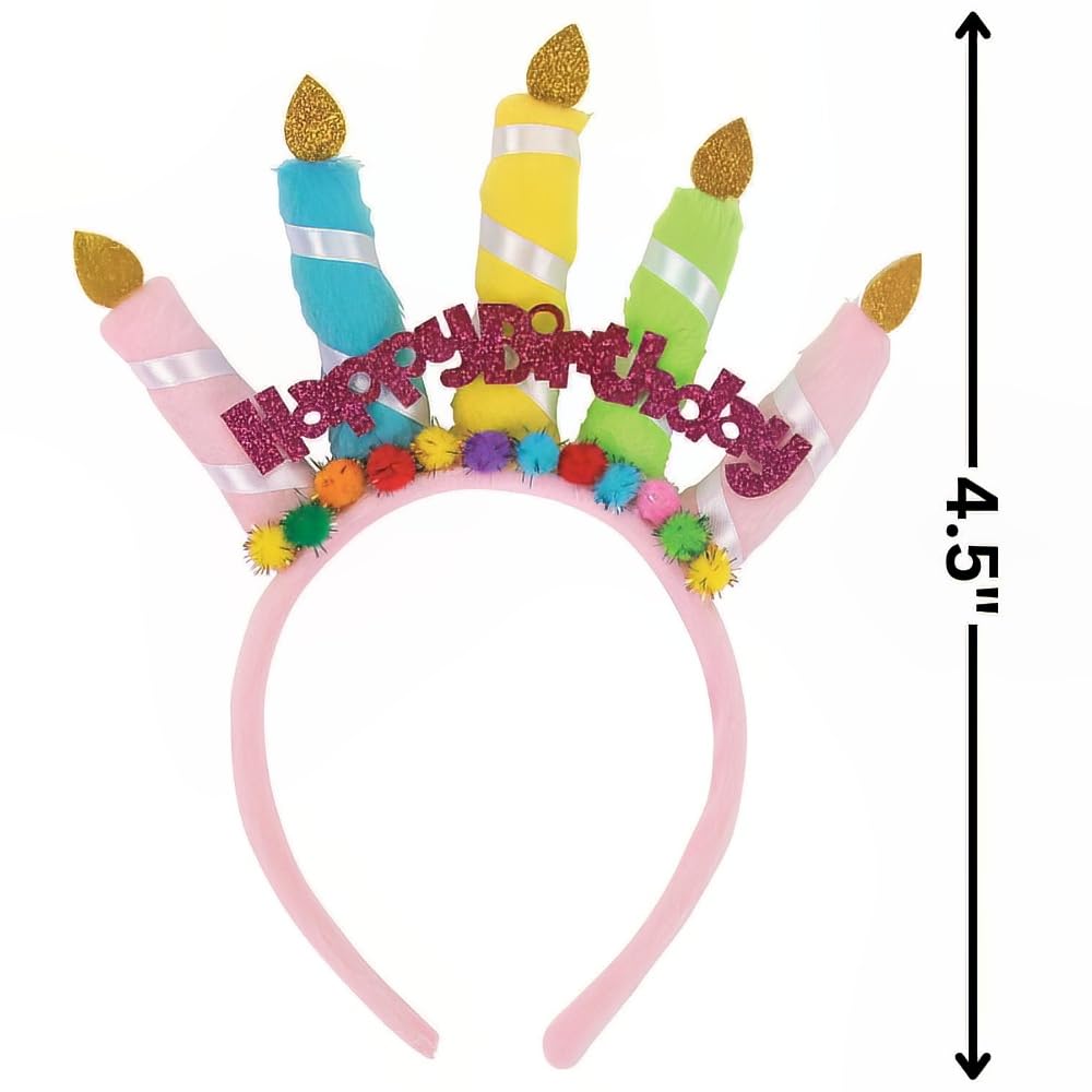 Fun Express Happy Birthday Candles Headband - Party Hat with Candle Design - 1 Piece - Perfect for Birthday Parties, Costume Events & Photo Booths