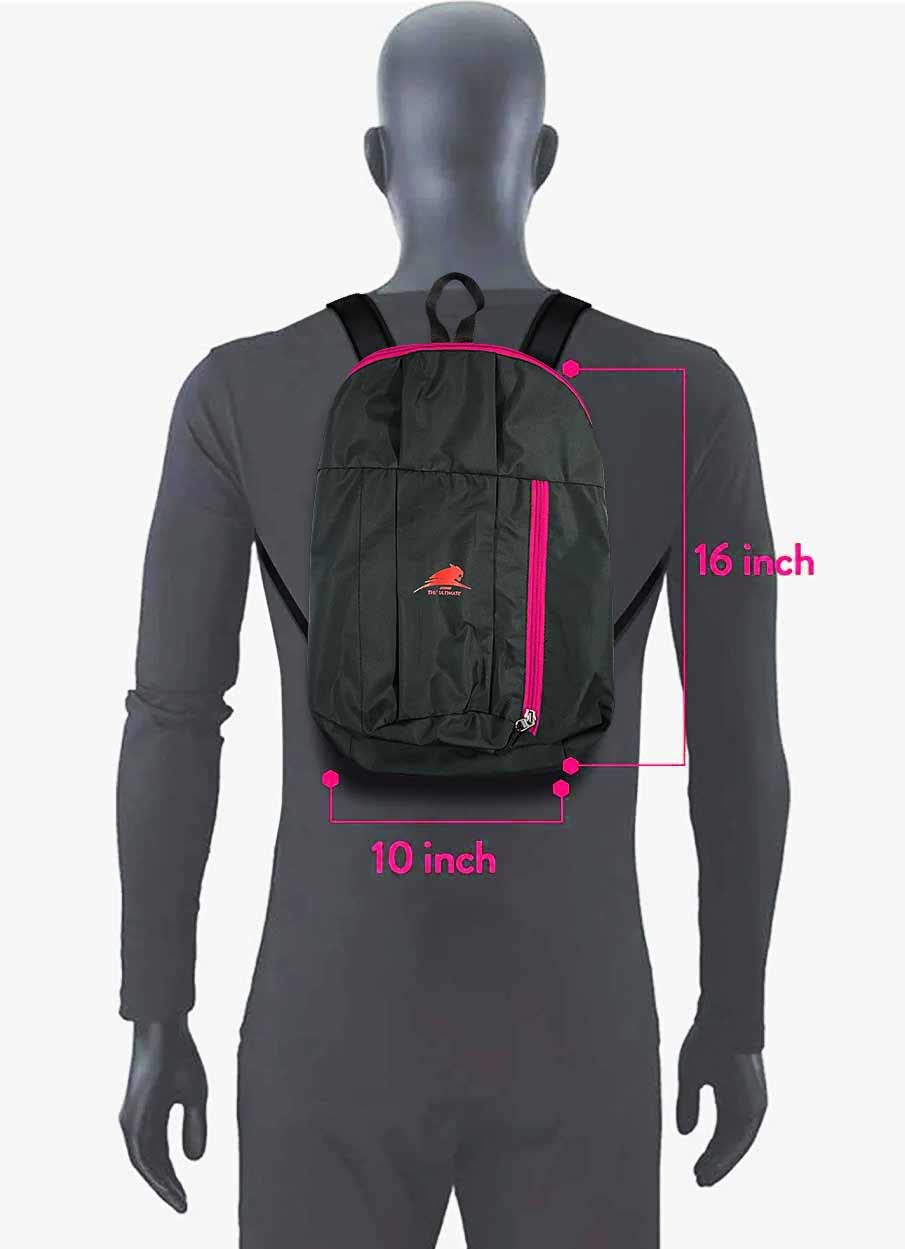 H-HEMES Small Mini Backpack for Women & Teens - 12L Lightweight 1-Compartment Daypack (Black, Pink) - Perfect for School, Travel, Gym & Daily Commute
