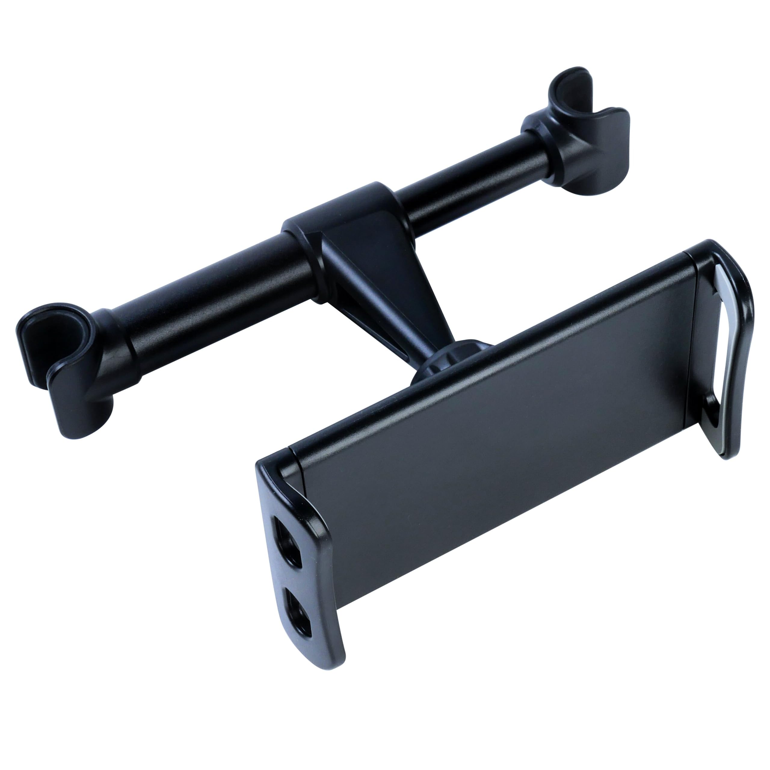 CLM-Tech Universal Car Headrest Tablet Holder - 360° Rotatable Mount for 4-11 Inch Tablets & Smartphones - Black - Perfect for Road Trips & Backseat Entertainment