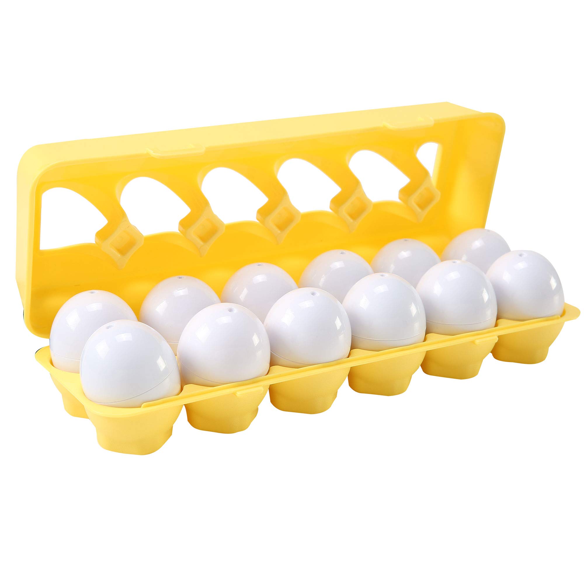 Dimple Fun Easter Egg Matching Toy Set (12 Eggs) - STEM Learning Toys for Toddlers, Shape & Color Recognition, Educational Easter Basket Stuffers, Kids Puzzle Game - Perfect for Easter Gifts, Classroom Activities & Preschool Learning