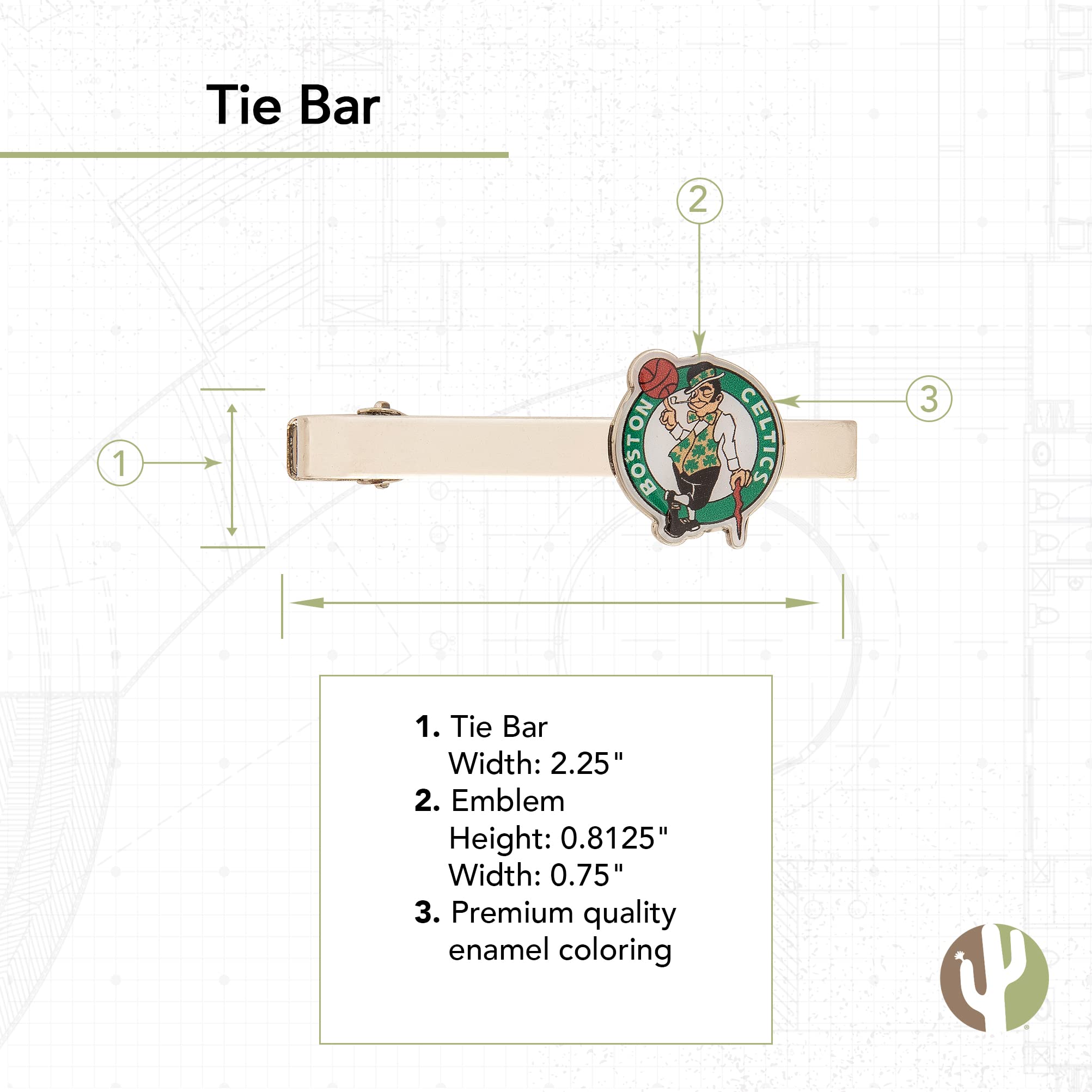 Boston Celtics Tie Bar Clip - NBA Basketball Team Logo Tie Accessory for Men - Perfect for Office, Weddings & Formal Events