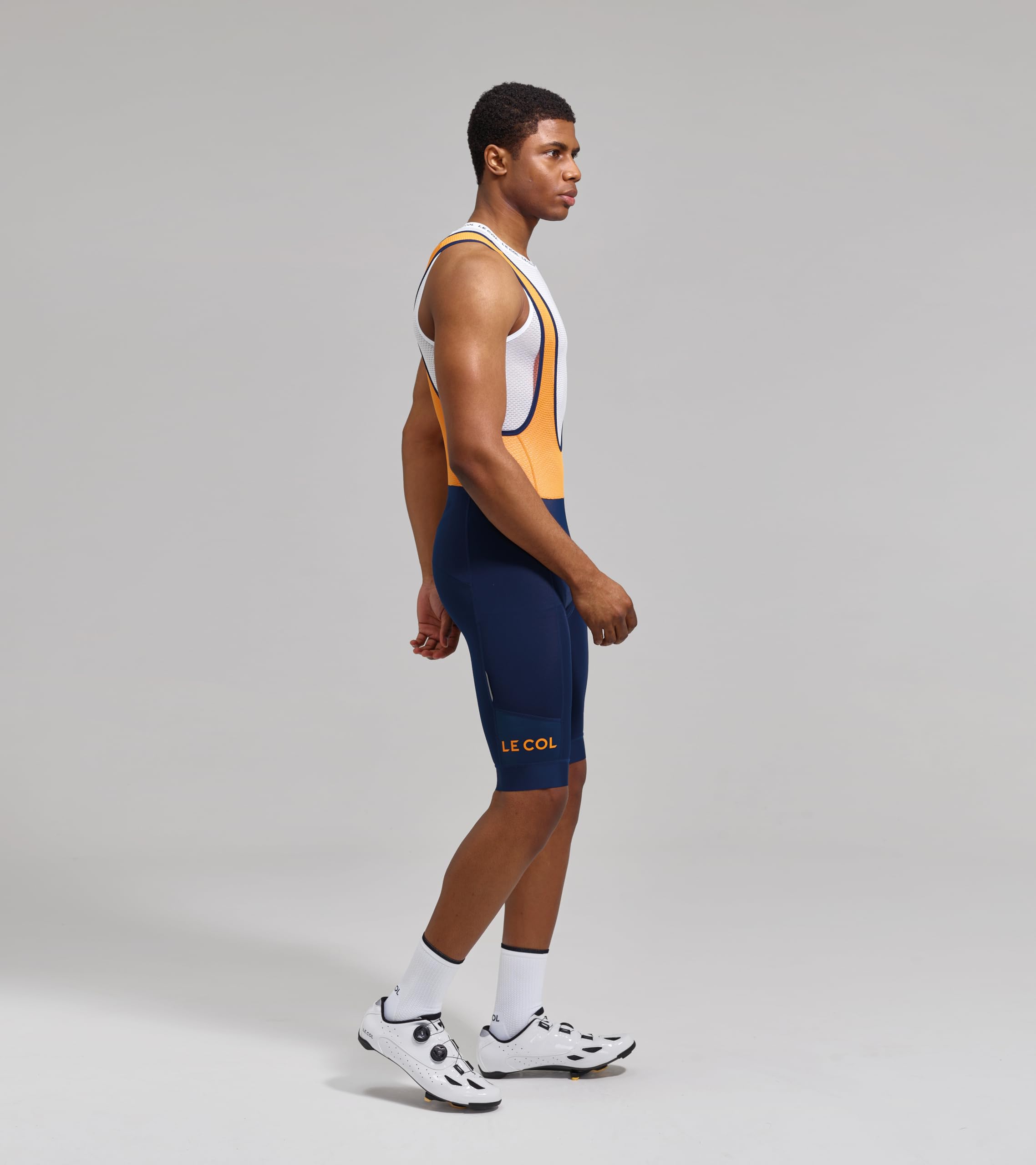 Men's Sport Bib Shorts II - Padded Chamois Cycling Shorts with Gel Inserts for Comfort & Performance | Navy/Saffron | X-Large | Perfect for Road Biking, Spinning & Long Distance Cycling