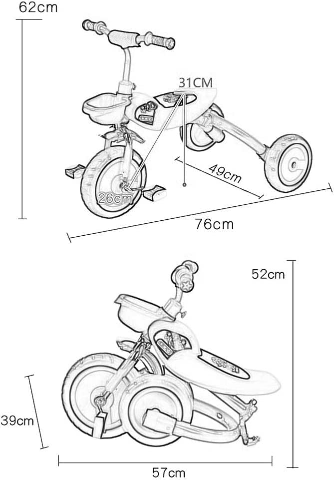 DEKD Adjustable Toddler Tricycle for Kids - Rotatable Design with Convertible Rear Wheels & Removable Pedals, Blue - Perfect for Outdoor Play, Park Rides & Learning to Cycle