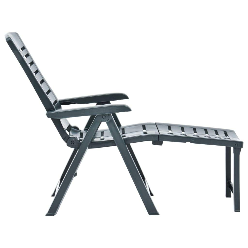Adjustable Folding Outdoor Chaise Lounge Chair - Plastic Patio Sun Lounger for Beach, Pool, Backyard & Garden - Comfortable Recliner with Armrests (Green) - Perfect for Relaxing, Sunbathing & Outdoor Leisure
